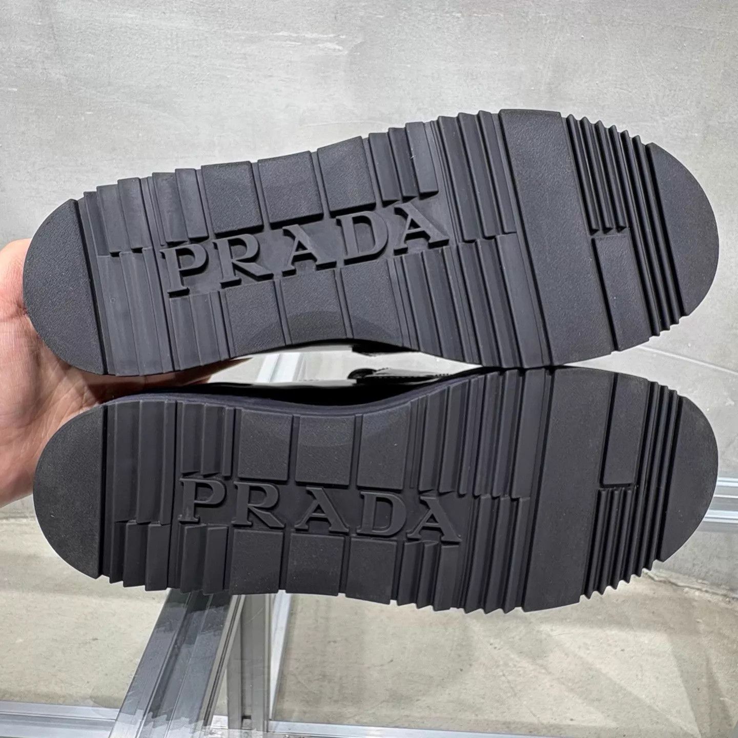 Prada Prada Triangle Logo Thick Sole Black Leather Derby Size US 8 / IT 38 - 7 Thumbnail