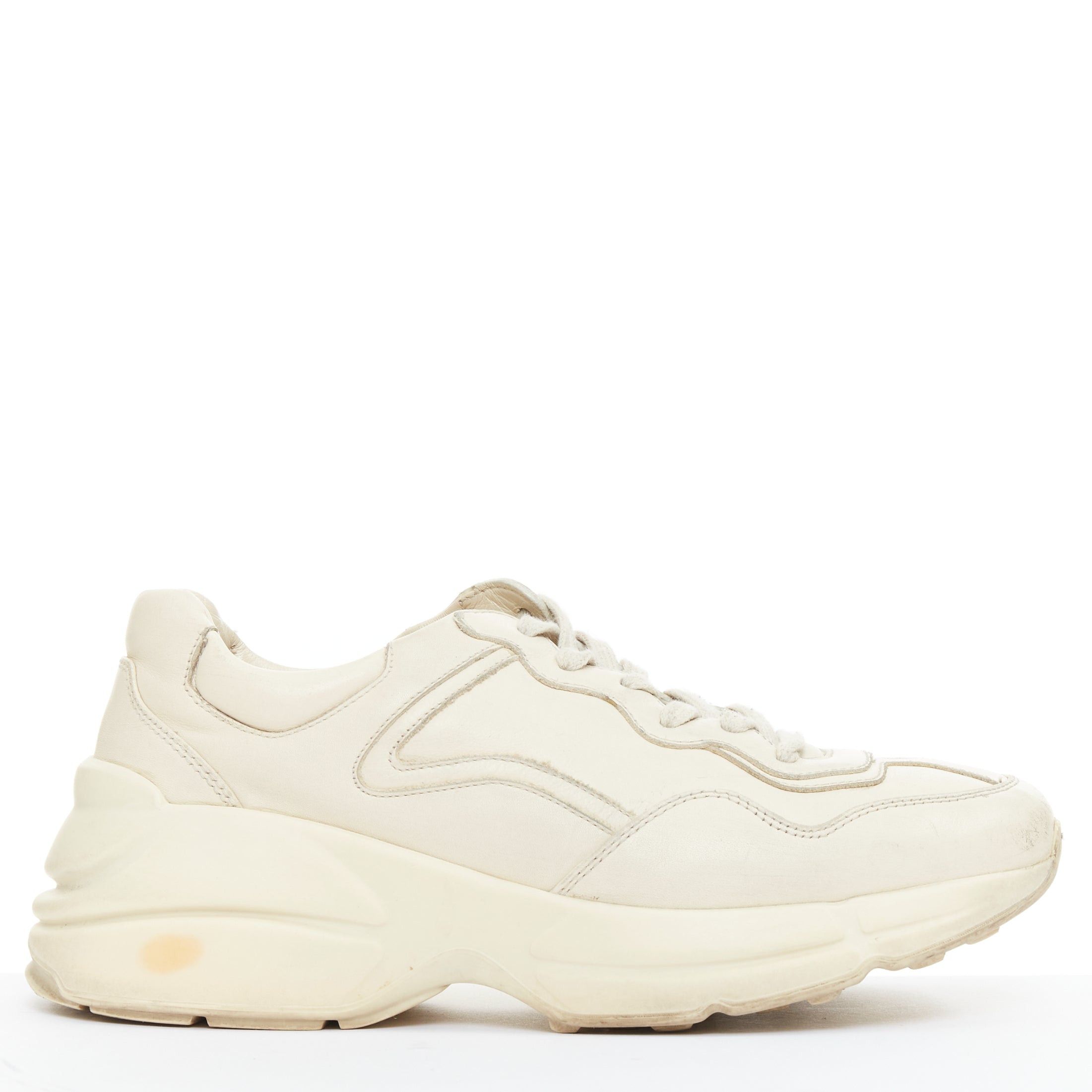 Gucci GUCCI Alessandro Michele Rhyton cream leather lace up chunky dad sneakers EU37 Size US 7 / IT 37 - 1 Thumbnail
