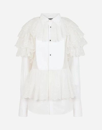 Dolce & Gabbana o1y0925 Lace Shirt in White Size XS / US 0-2 / IT 36-38 - 1 Thumbnail