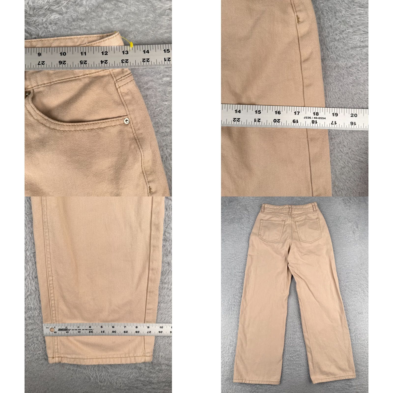 Shein Shein Jeans Womens 2 Beige Denim Wide Leg High Rise 100% Cotton 26x28 Size 26" / US 2 / IT 38 - 9 Thumbnail