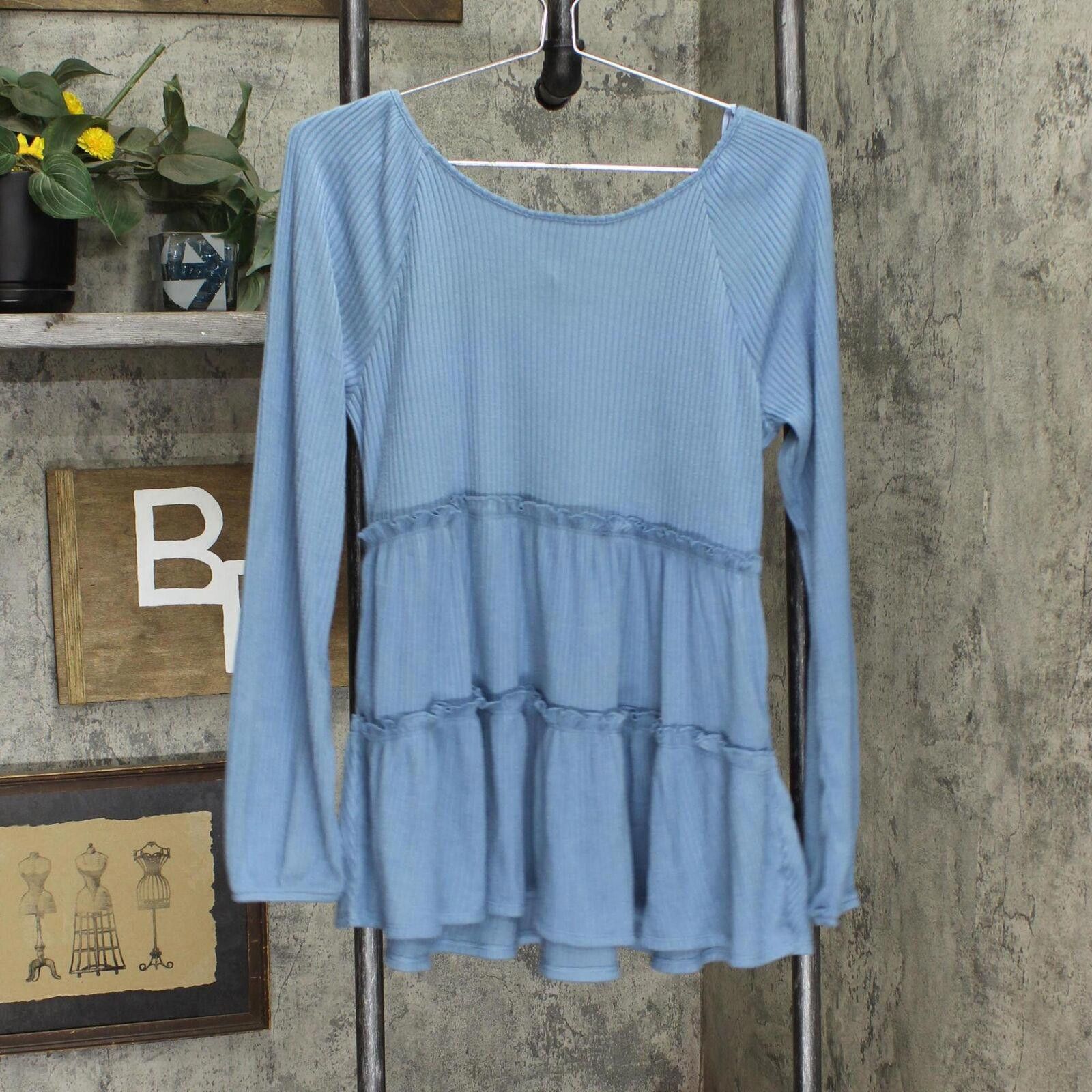 Designer NWT Lc Lauren Conrad Tunic Blouse WL24K000RS M Scrub Blue Size M / US 6-8 / IT 42-44 - 2 Thumbnail