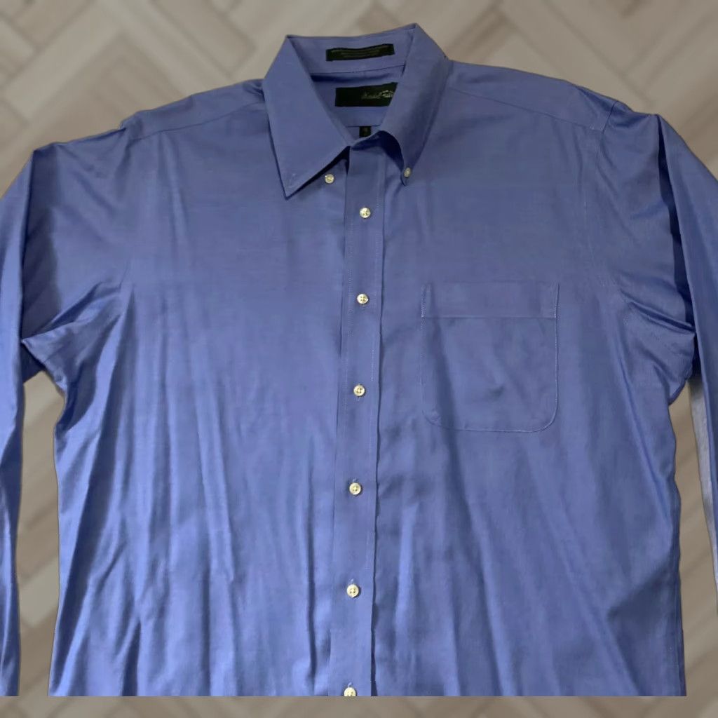 Vintage Marshall Field's Button Shirt Men’s Size 16X37 Blue Long Sleeve Dress Shirt Buttons Non-Iron Pockets Casual Formal Vintage Lands 26-26 Mens Size US L / EU 52-54 / 3 - 1 Thumbnail