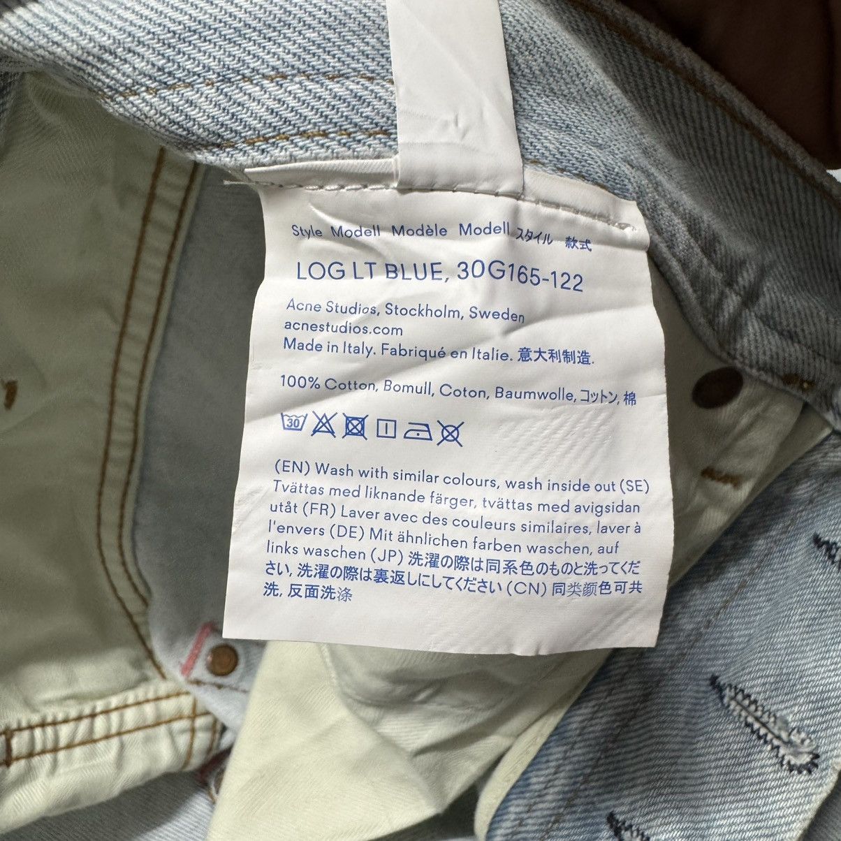 Acne Studios Acne Studios Log Lt Blue Denim Baggy Jeans Lightwash Size US 32 / EU 48 - 22 Thumbnail