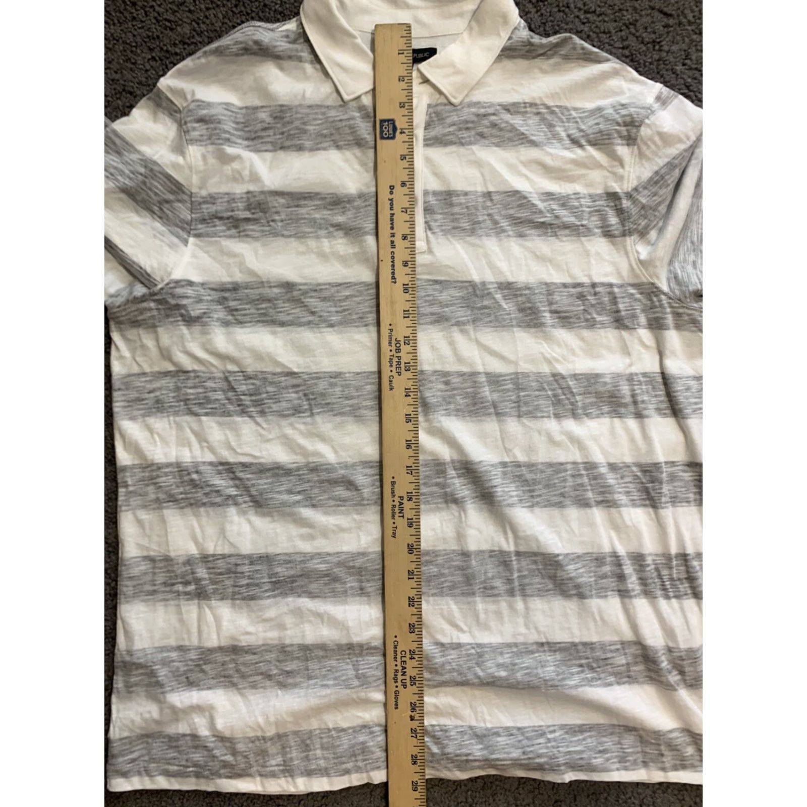Banana Republic Banana Republic Polo Shirt XL White Gray Striped Short Sleeve Classic Mens Size US XL / EU 56 / 4 - 5 Thumbnail