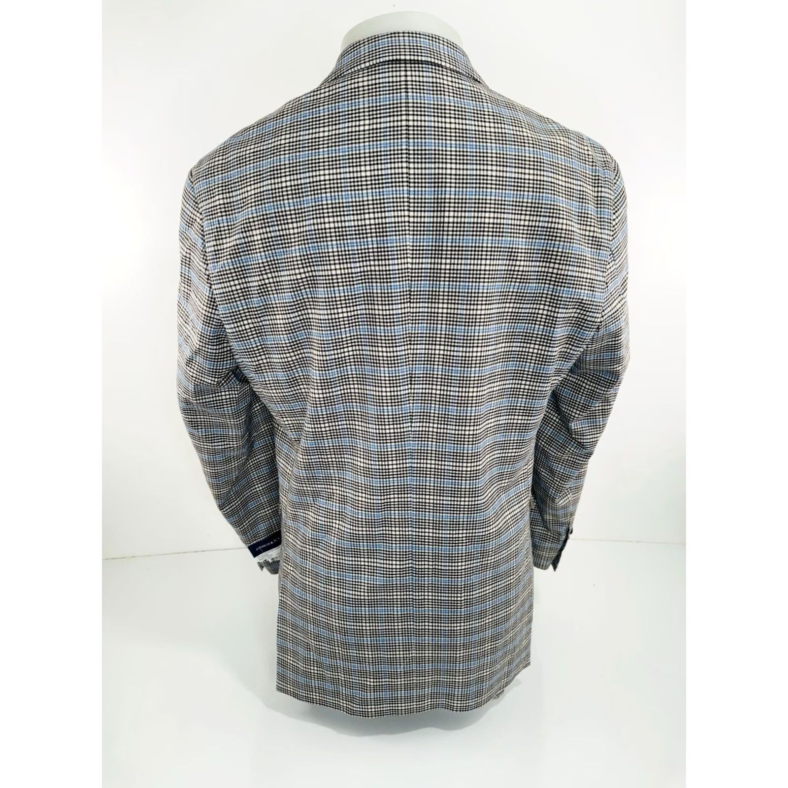 Vintage CROWN & IVY Blazer Plaid Mens 40 R Blue Brown White Poly Blend Jacket Adults Men Size 40/Regular Vintage? Size 40R - 4 Thumbnail