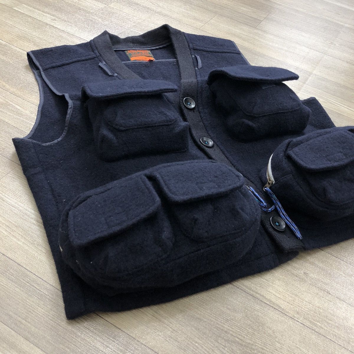 Japanese Brand × Karl Helmut Vintage Karl Helmut Pink House 3D Multi Pocket Wool Vest Size US L / EU 52-54 / 3 - 3 Thumbnail