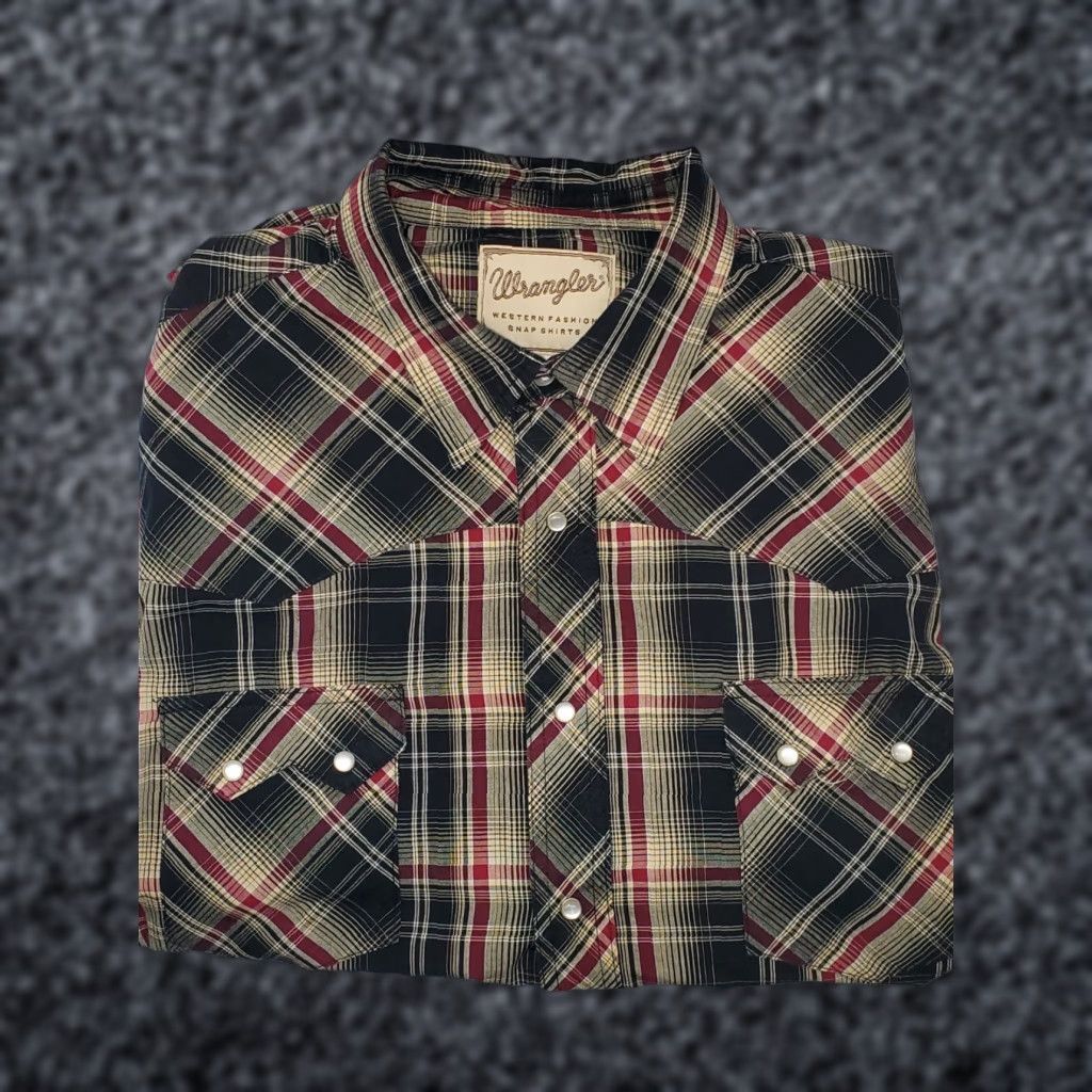 Wrangler Wrangler Plaid Pearl Snap Western Style Long Sleeve Shirt Mens 2XL Classic Look Size US XXL / EU 58 / 5 - 1 Thumbnail
