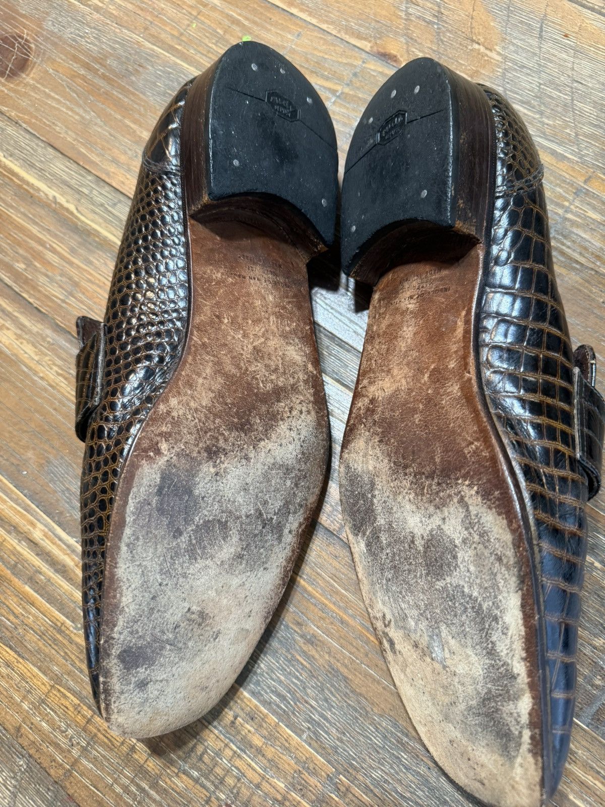 Other Vintage Exotic Alligator Monk Strap Loafers Brown Dress Size US 11 / EU 44 - 7 Thumbnail