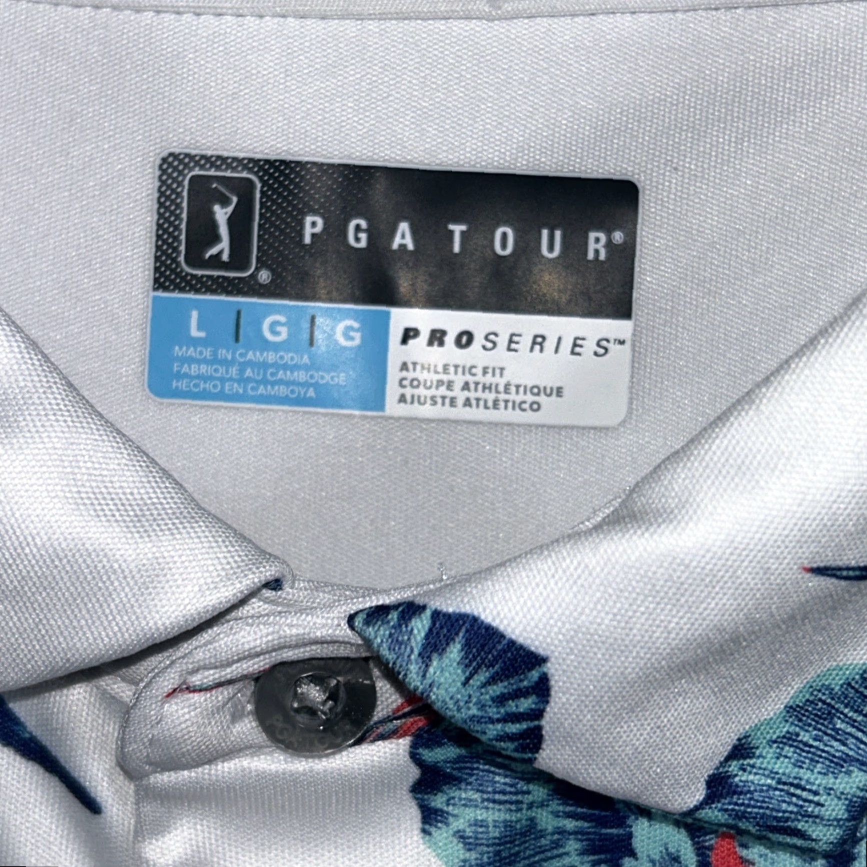 PGA Tour PGA Tour Pro Series Mens Athletic Fit Floral Print Golf Polo Shirt Large White Size US L / EU 52-54 / 3 - 4 Thumbnail