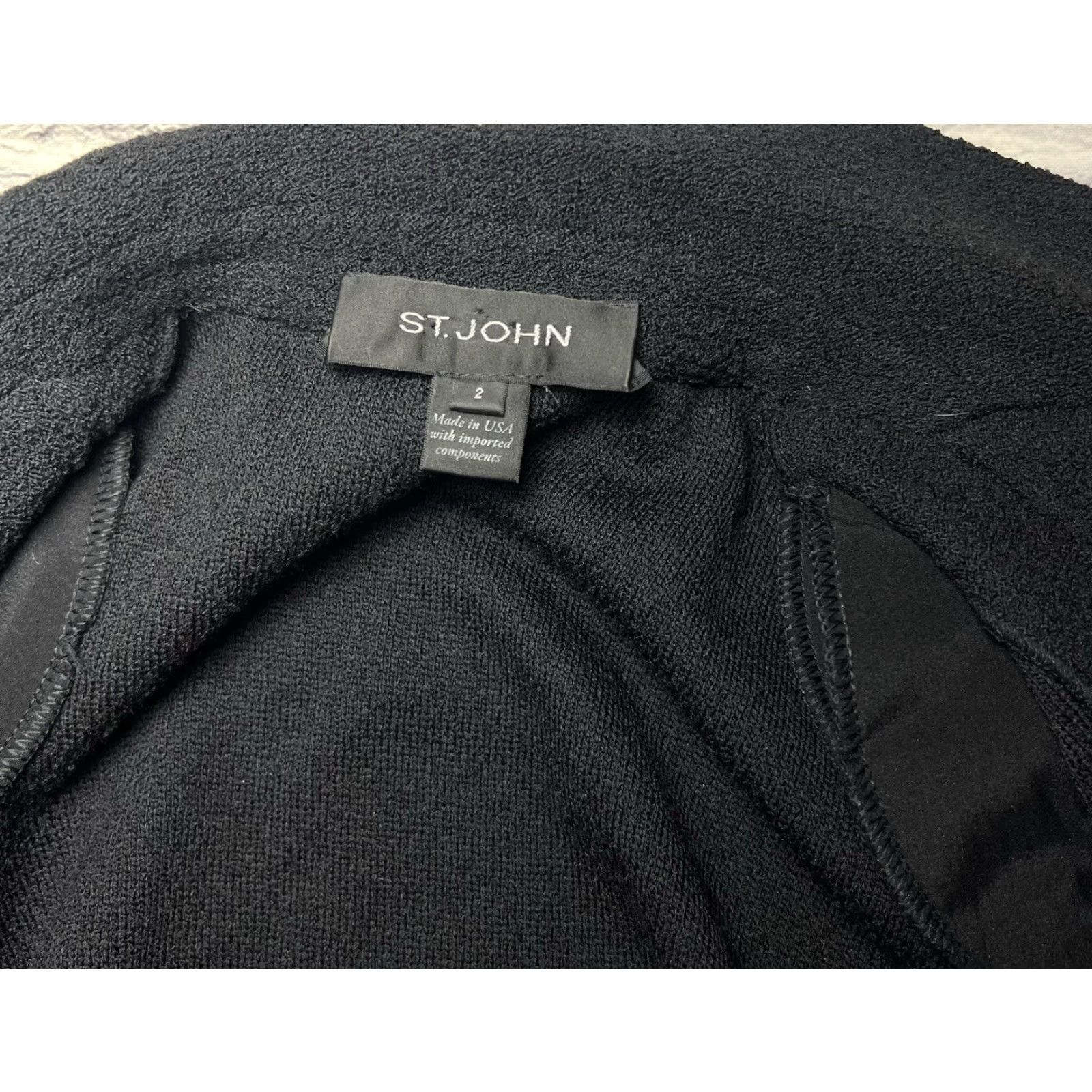 St. John St. John Jacket Size 2 Black Boucle Knit Chain Trim Blazer One Button Collared Long Sleeve Women Size XS / US 0-2 / IT 36-38 - 6 Thumbnail