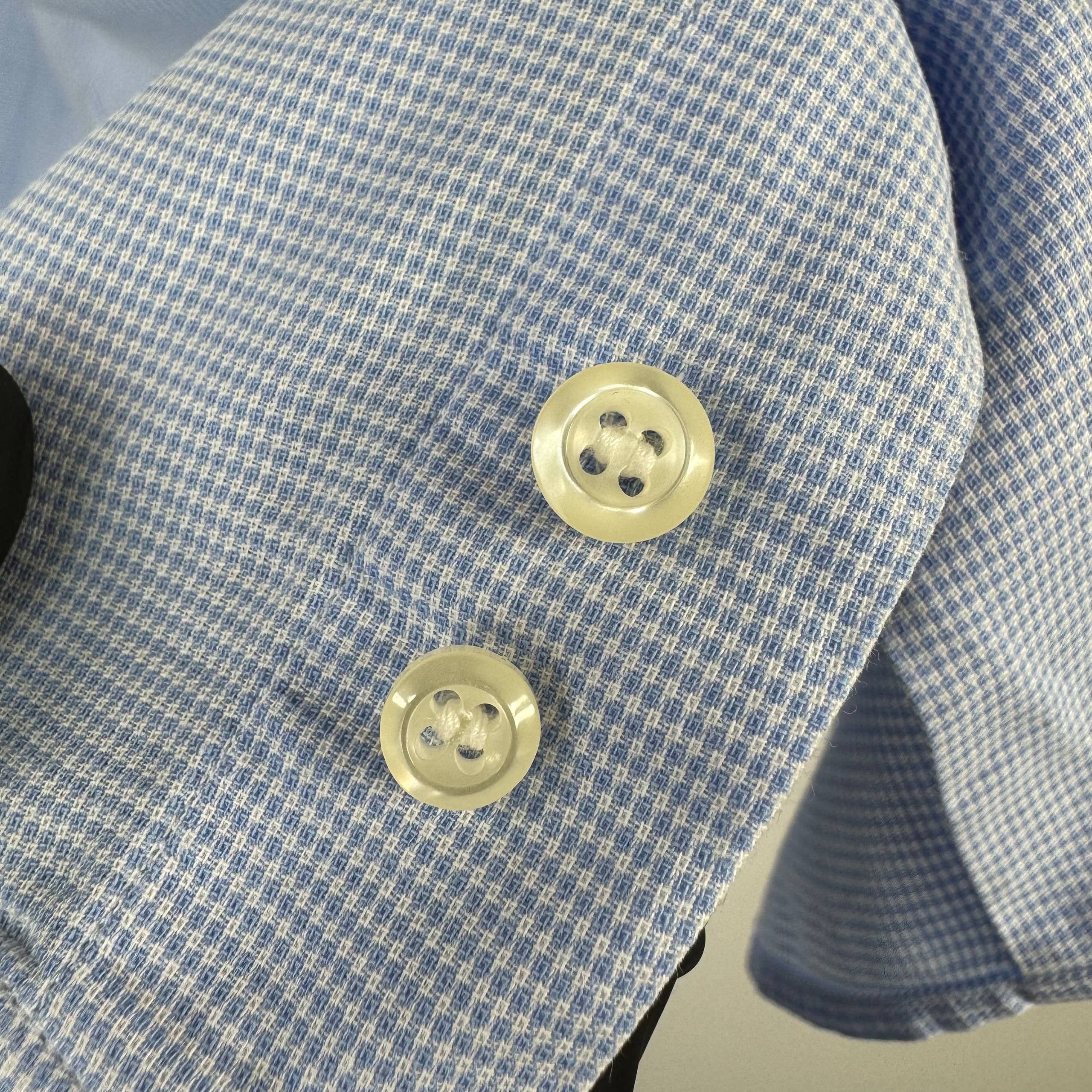 Boggi Boggi Milano Micro Check Dress Shirt Blue Mens Size M 15 38 Size US M / EU 48-50 / 2 - 3 Thumbnail