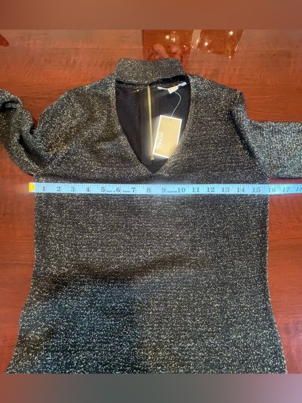 Michael Kors Michael Kors Black Gold Lurex Midi Dress NWT XS Glamour Size XS / US 0-2 / IT 36-38 - 6 Thumbnail