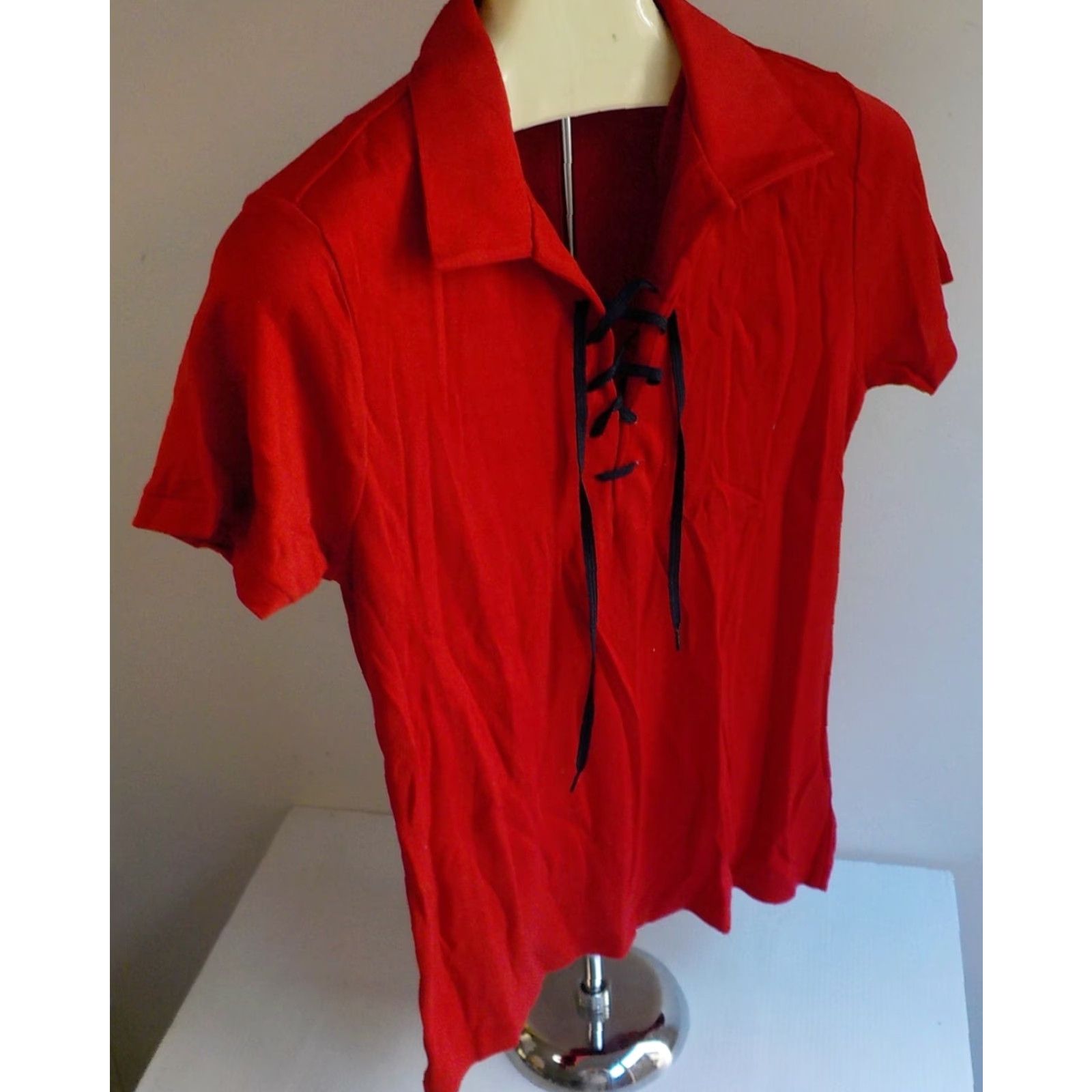 Ralph Lauren Ralph Lauren Short Sleeve Lace Up T-Shirt Red Slim Fit Large Women's Top Size L / US 10 / IT 46 - 3 Thumbnail