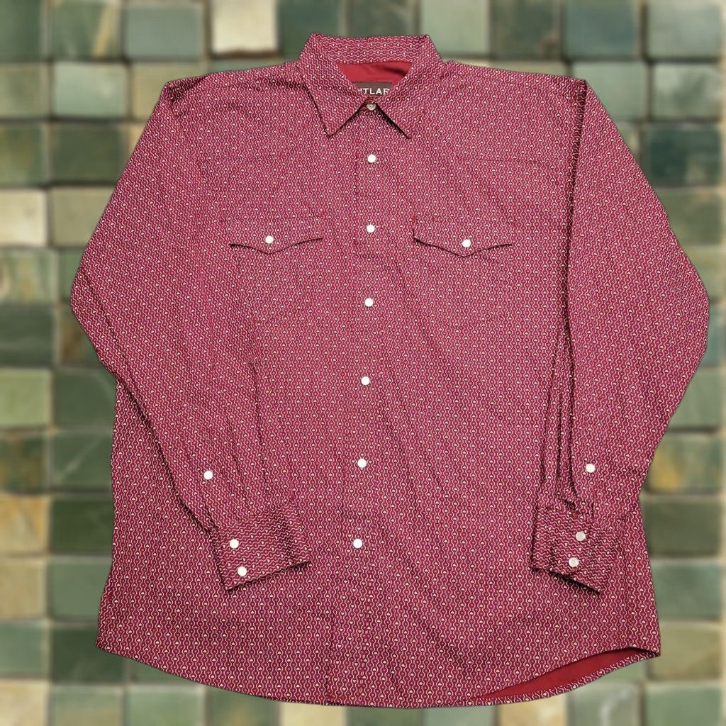 Vintage Pintlar Mens XL Red Long Sleeve Pearl Snap Western Geometric Rodeo Cowboy Shirt Size US XL / EU 56 / 4 - 1 Thumbnail