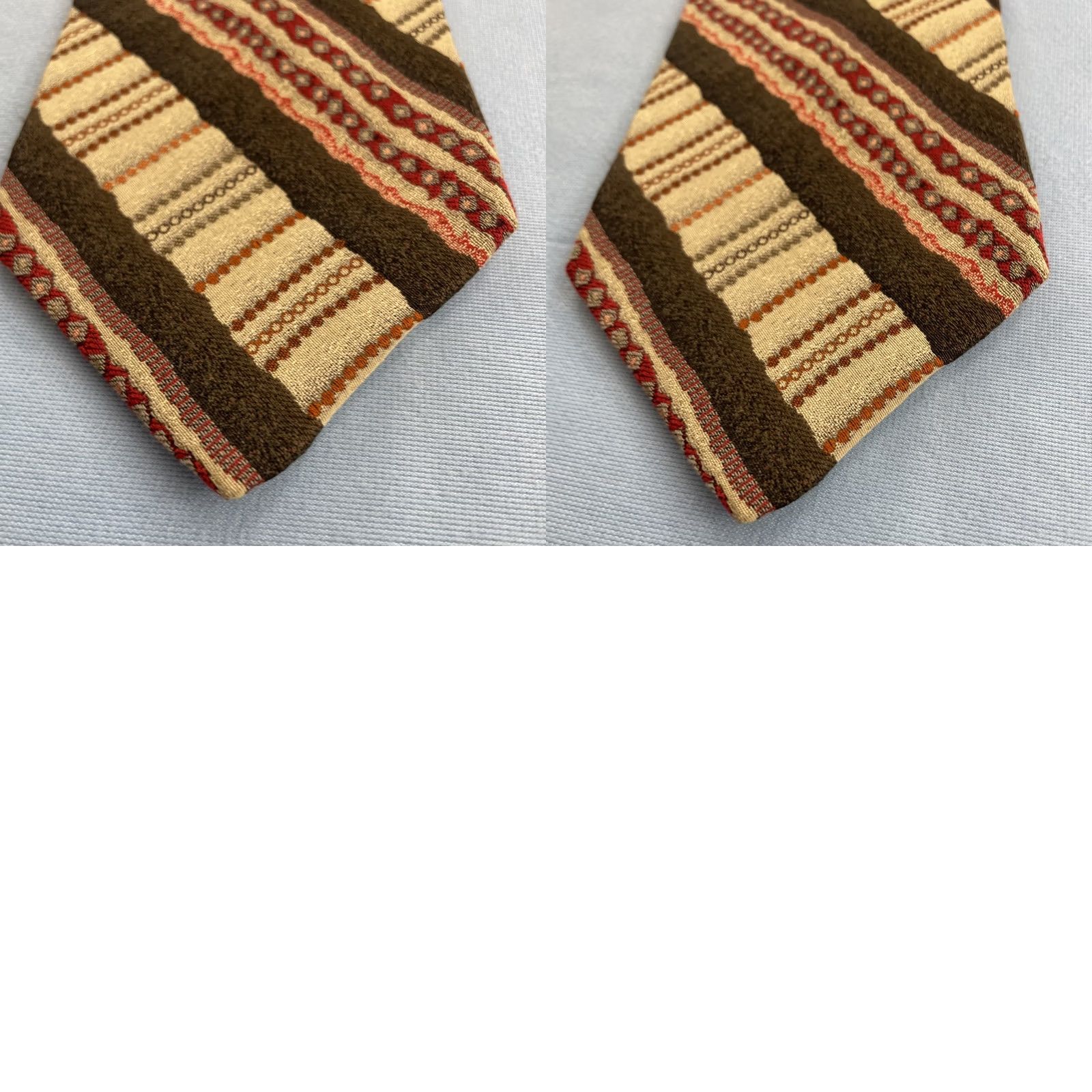 Vintage Pavone Vtg 90s Handmade Silk Tie Brown Repp Stripe Quilted Patchwork Necktie 4x58 Men's Vintage 1990s Wide Necktie Philippines Italy Import Size ONE SIZE - 11 Thumbnail