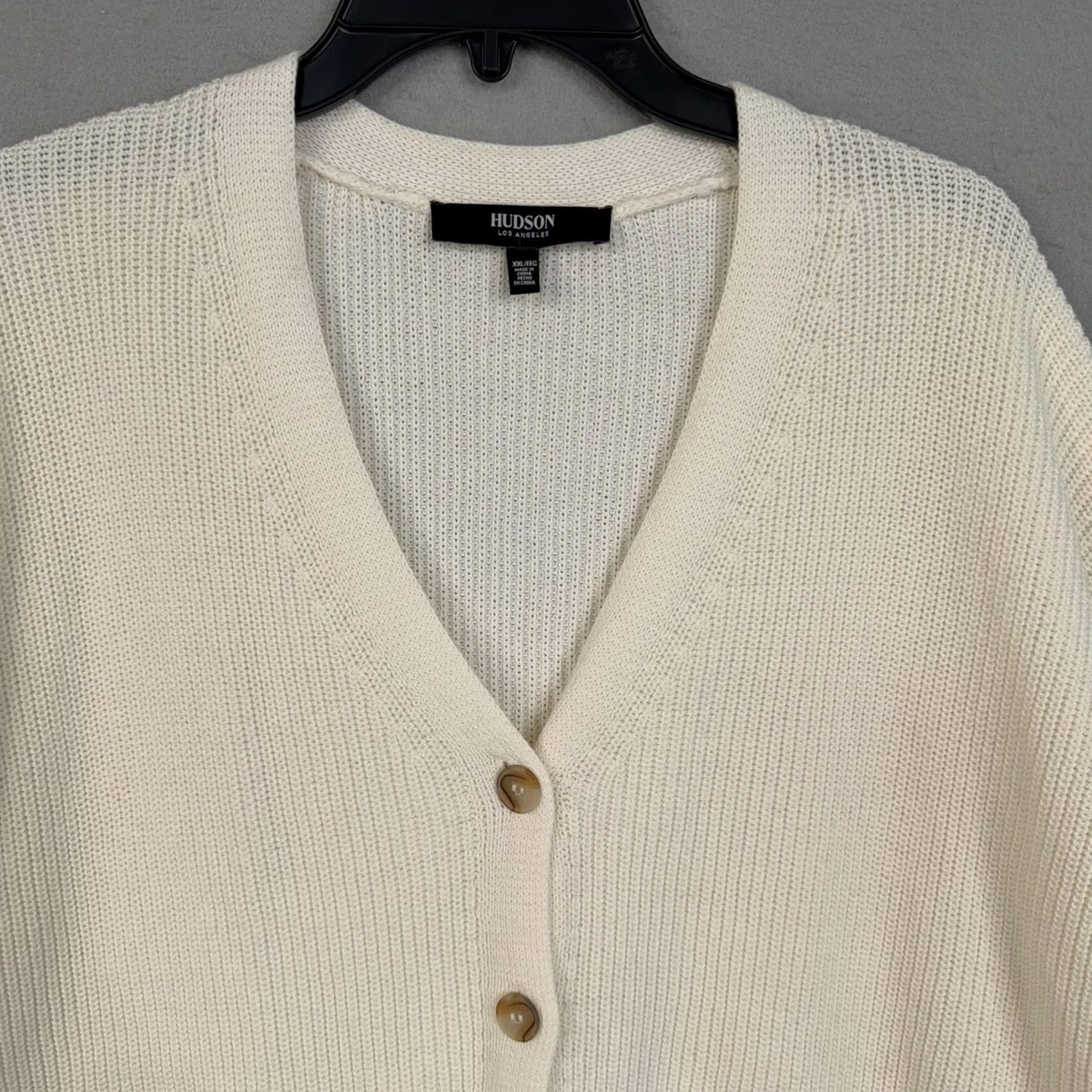 Hudson Hudson Cardigan Womens XXL White Knit Cozy V-Neck Button Front Sweater All Seasons Casual Fall Size XXL / US 16-18 / IT 52-54 - 2 Thumbnail