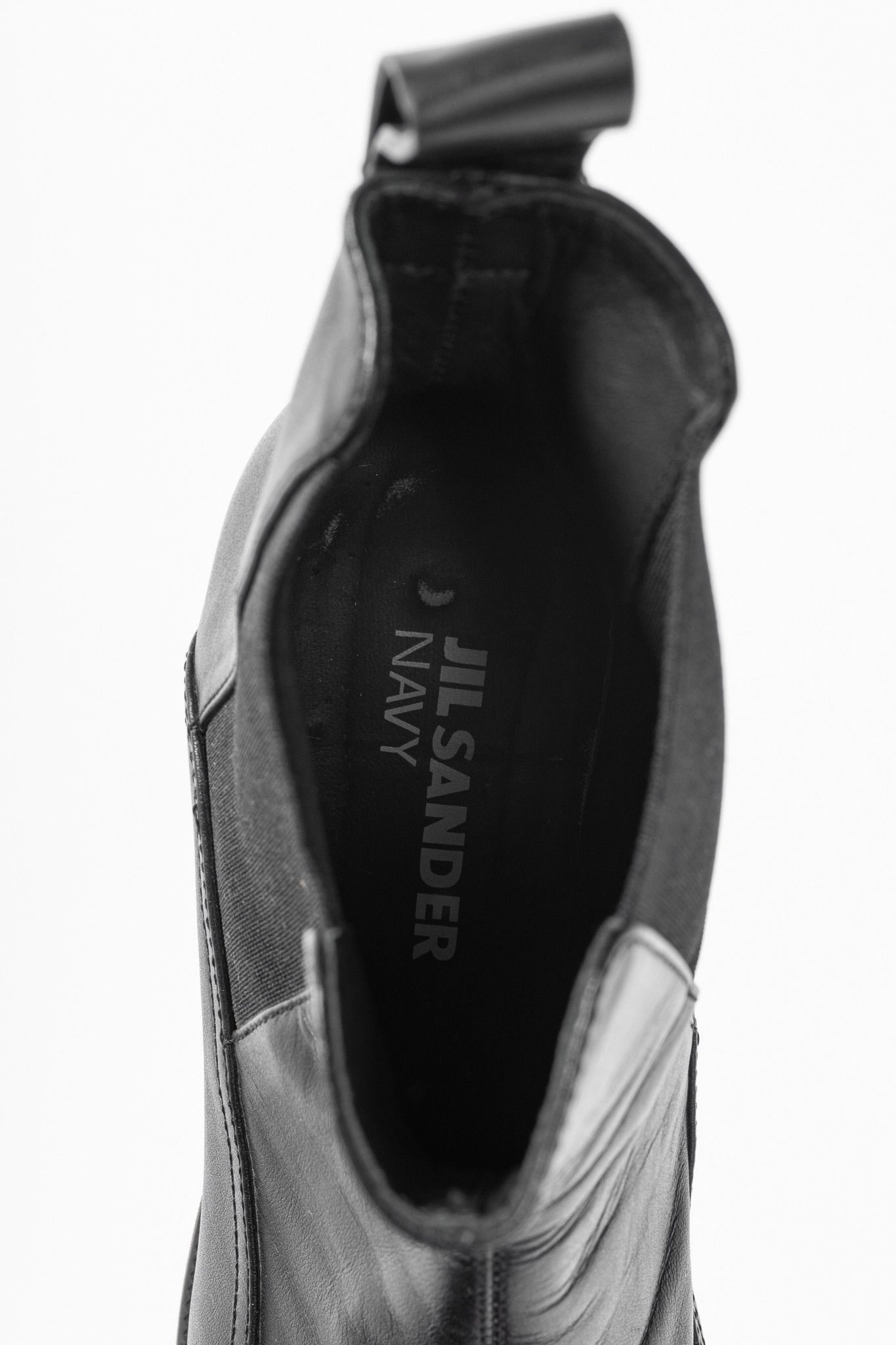 Jil Sander Jil Sander Navy Black Leather Chelsea Wedge Boots Size US 7.5 / IT 37.5 - 9 Thumbnail