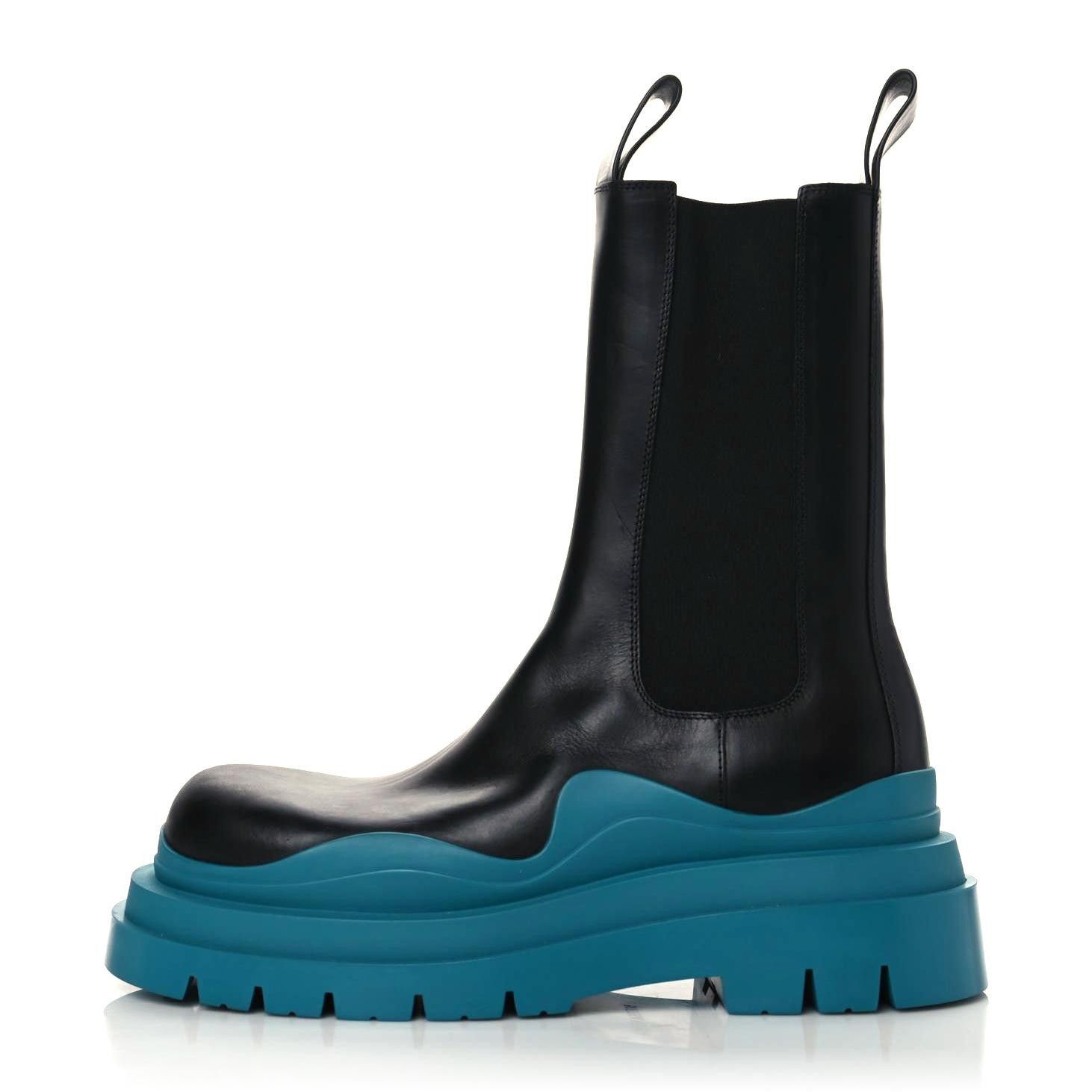 Bottega Veneta o1loc1c0824 630284 Tire Chelsea Boot in Black/Blue Size US 11 / EU 44 - 1 Thumbnail