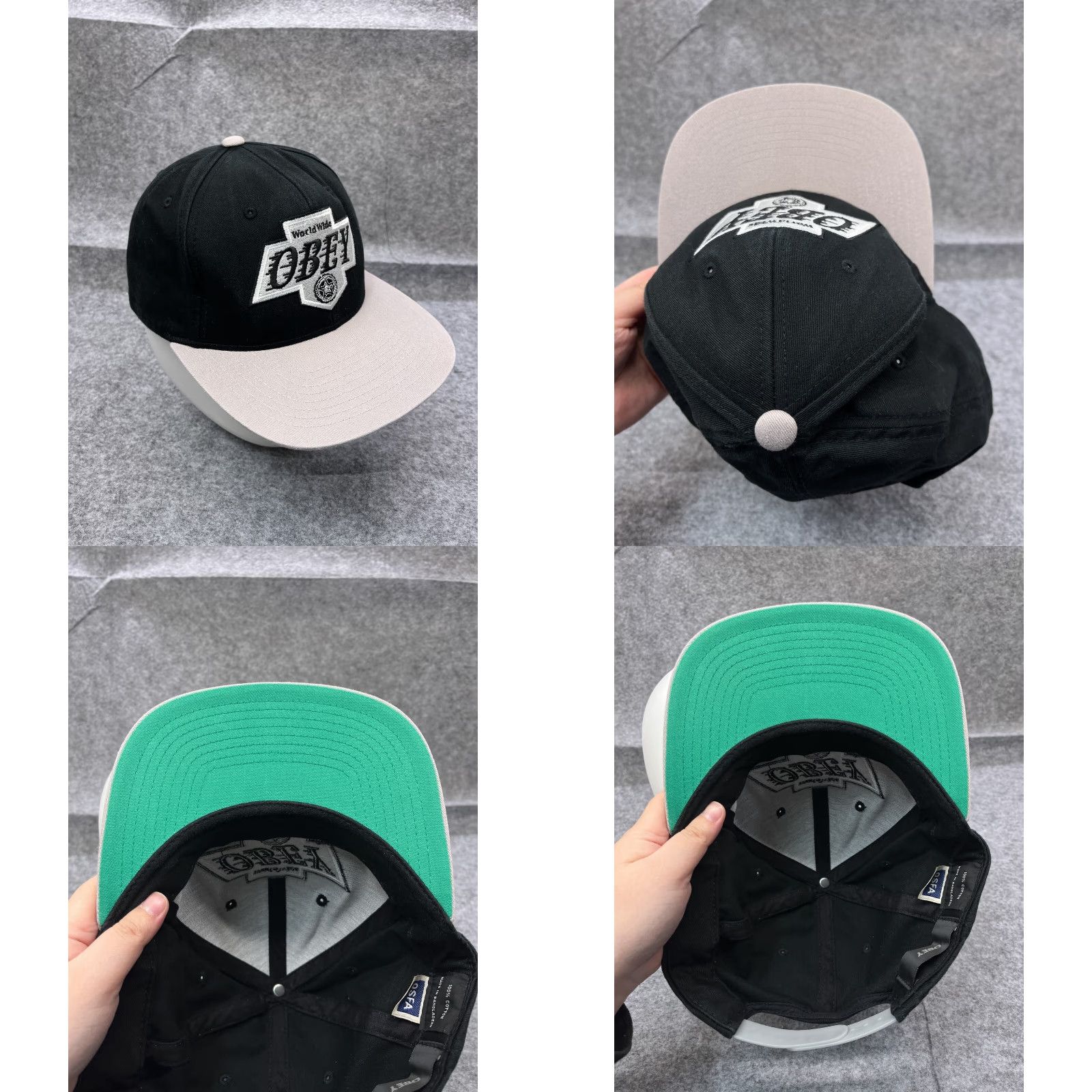 Obey OBEY Hat Cap Snap Back Adult One Size Black Gray 100% Cotton Outdoors Twill Mens Shirt Size ONE SIZE - 8 Thumbnail