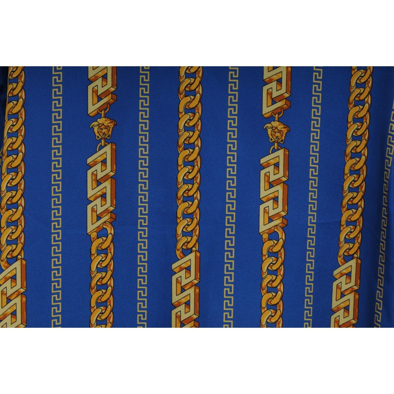 Versace Chain Link Bowling Shirt IT 48 Blue Gold Size US M / EU 48-50 / 2 - 8 Thumbnail