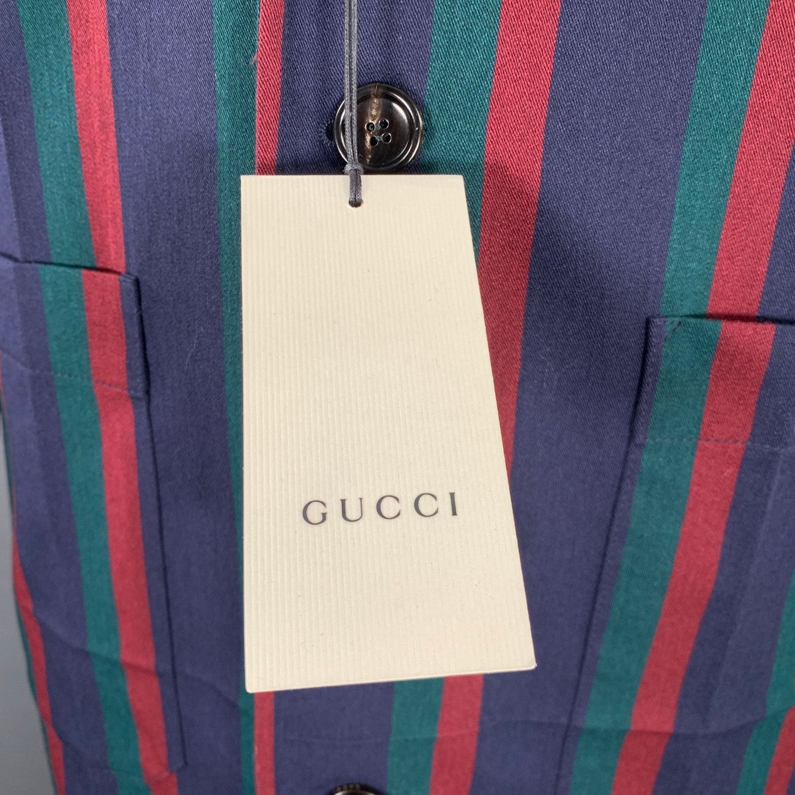 Gucci GUCCI 2019 Size 42 Black Burgundy Stripe Wool Overcoat Size US L / EU 52-54 / 3 - 3 Thumbnail