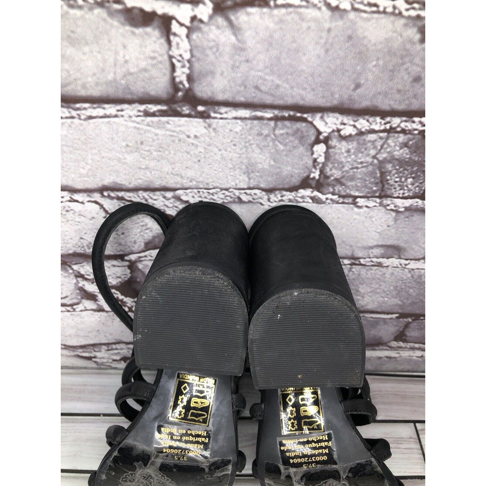 Free People Free People Black Leather Cuban Heel Cage Strappy Sandals Wo Size US 7 / IT 37 - 11 Thumbnail