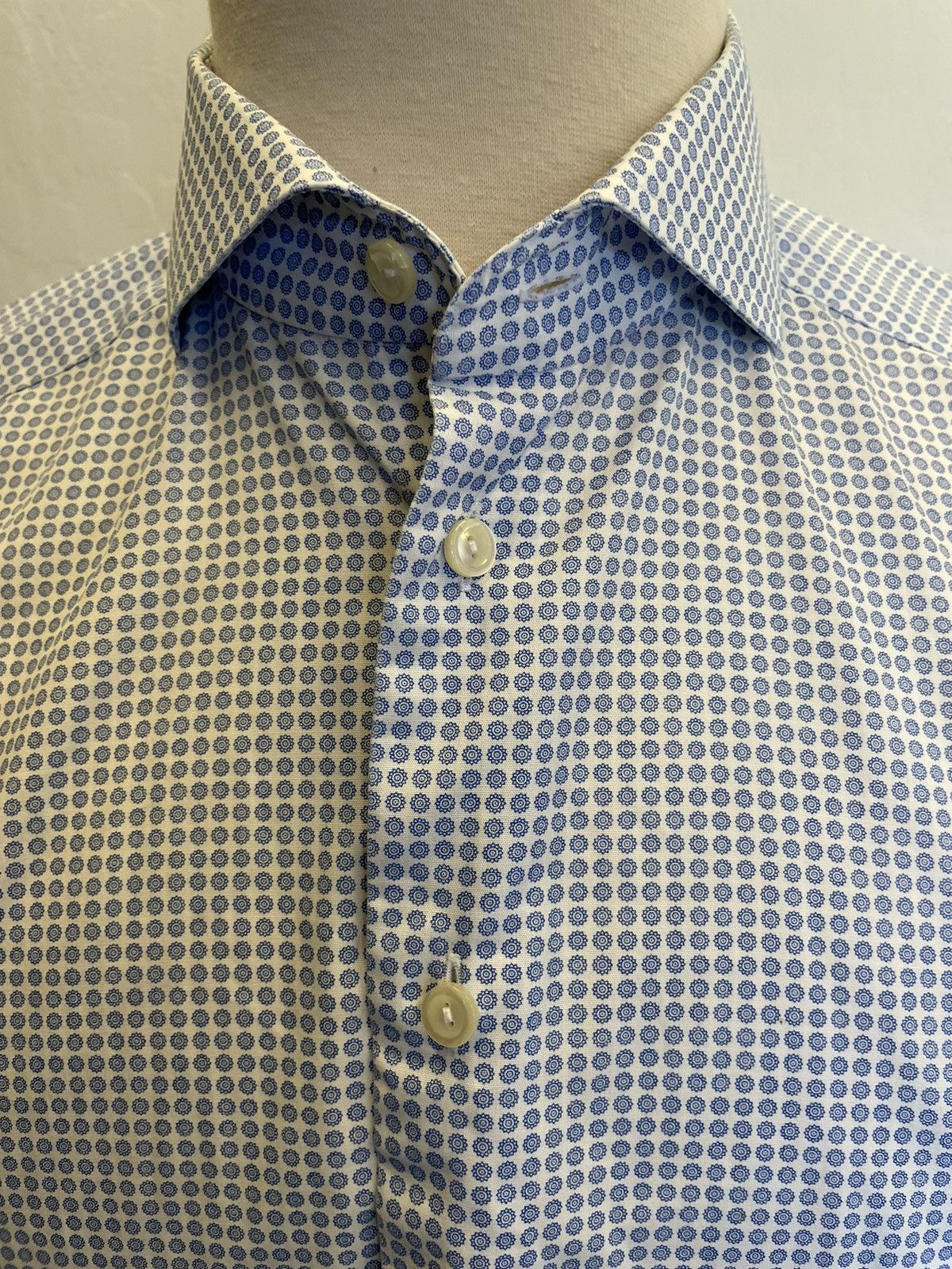 Eton ETON Slim-Fit Cutaway Collar Small Medallion Print Shirt Size US L / EU 52-54 / 3 - 2 Thumbnail