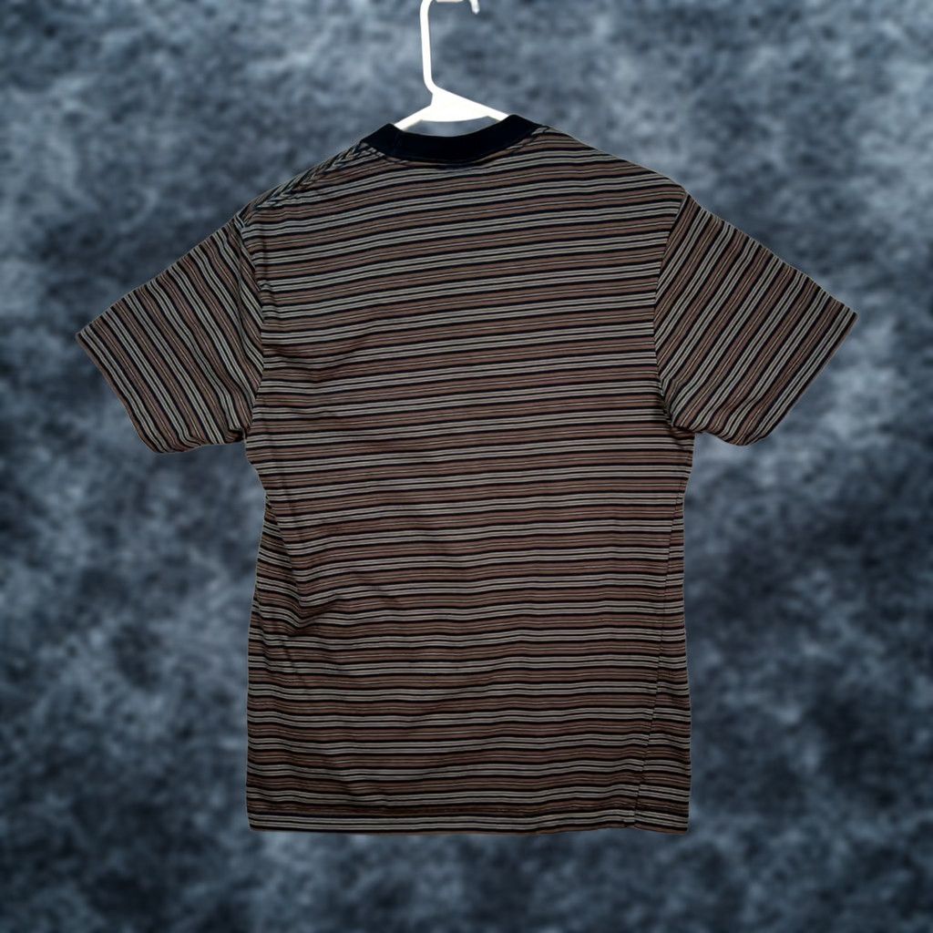 Quiksilver Quiksilver Mens T-Shirt Striped Short Sleeve Cotton Brown Blue Crew Neck M Size US M / EU 48-50 / 2 - 1 Thumbnail