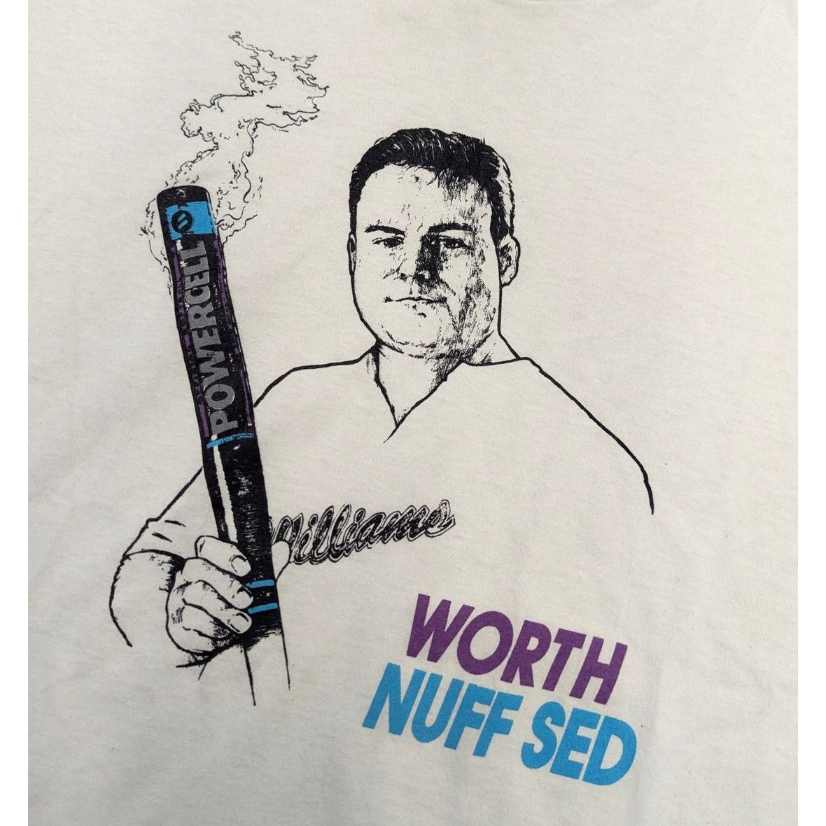 Hanes × MLB × Vintage Vintage 80s Powercell Worth Nuff Sed Baseball Bat t-shirt Size US L / EU 52-54 / 3 - 2 Thumbnail