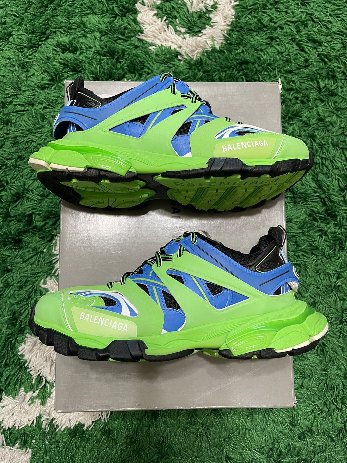 image of Balenciaga Green/blue Tracks Low Shoes, Men's (Size 8)