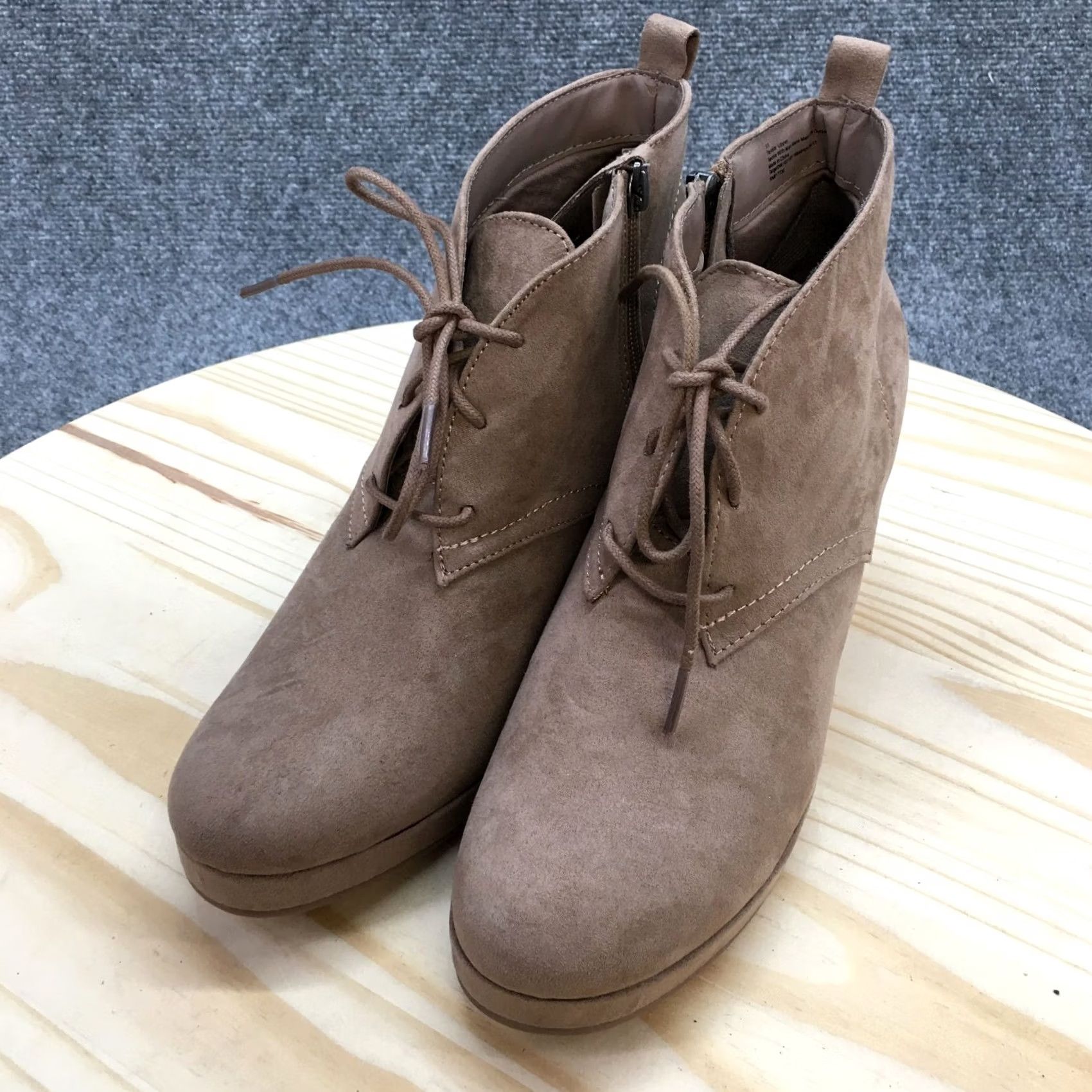 Dolce Vita Dolce Vita Boots Womens 11 Ankle Booties Wedge Brown Fabric Lace Up Zipper Size US 11 / IT 41 - 3 Thumbnail