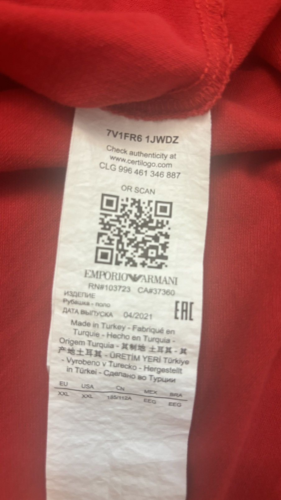 Emporio Armani Emporio Armani red polo Size US XXL / EU 58 / 5 - 6 Thumbnail