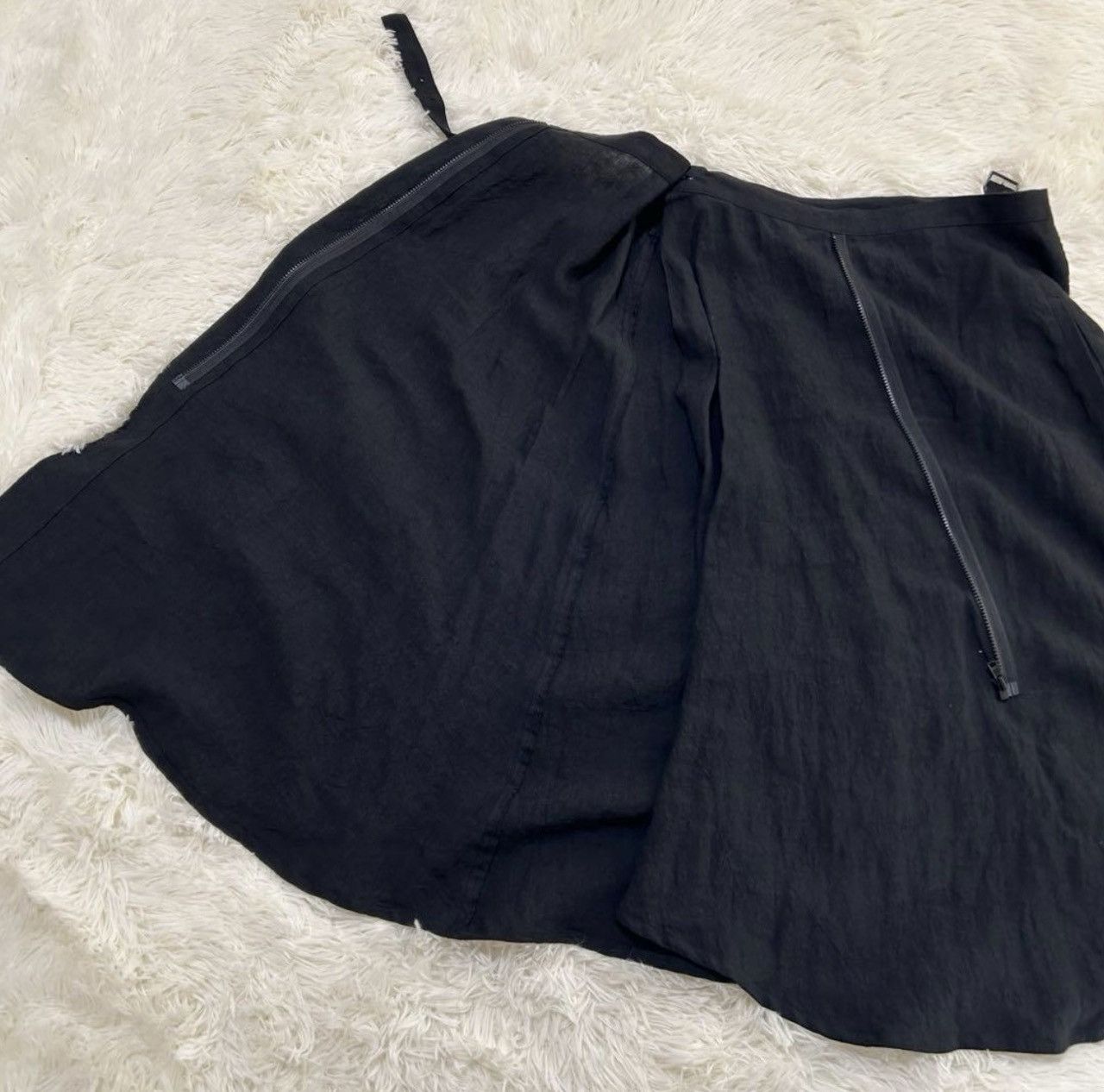 Yohji Yamamoto Yohji Yamamoto Femme Linen Asymmetrical Zip Flare Wrap Skirt Size 29" - 7 Thumbnail