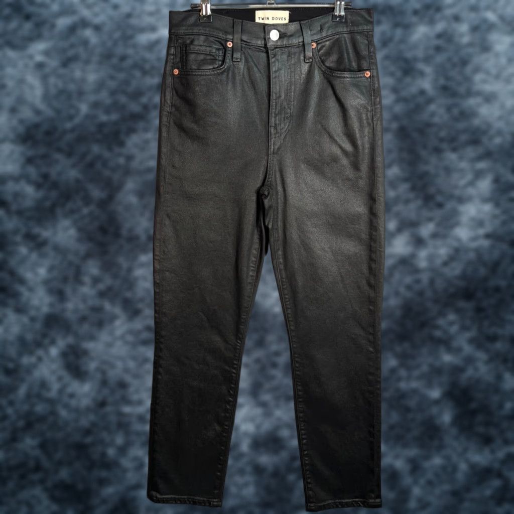 Vintage TWIN DOVES High Rise Skinny Jeans 28 Black Coated Denim Women Size 28" / US 6 / IT 42 - 1 Thumbnail