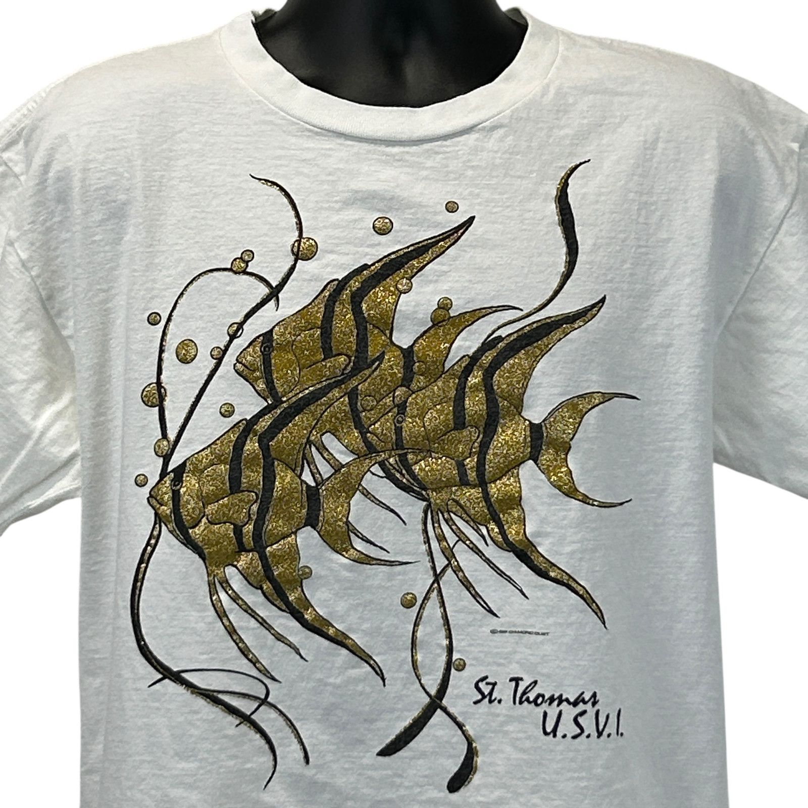 Vintage Vintage 90s St Thomas Fish T Shirt Mens L Large White Travel Size US L / EU 52-54 / 3 - 1 Thumbnail