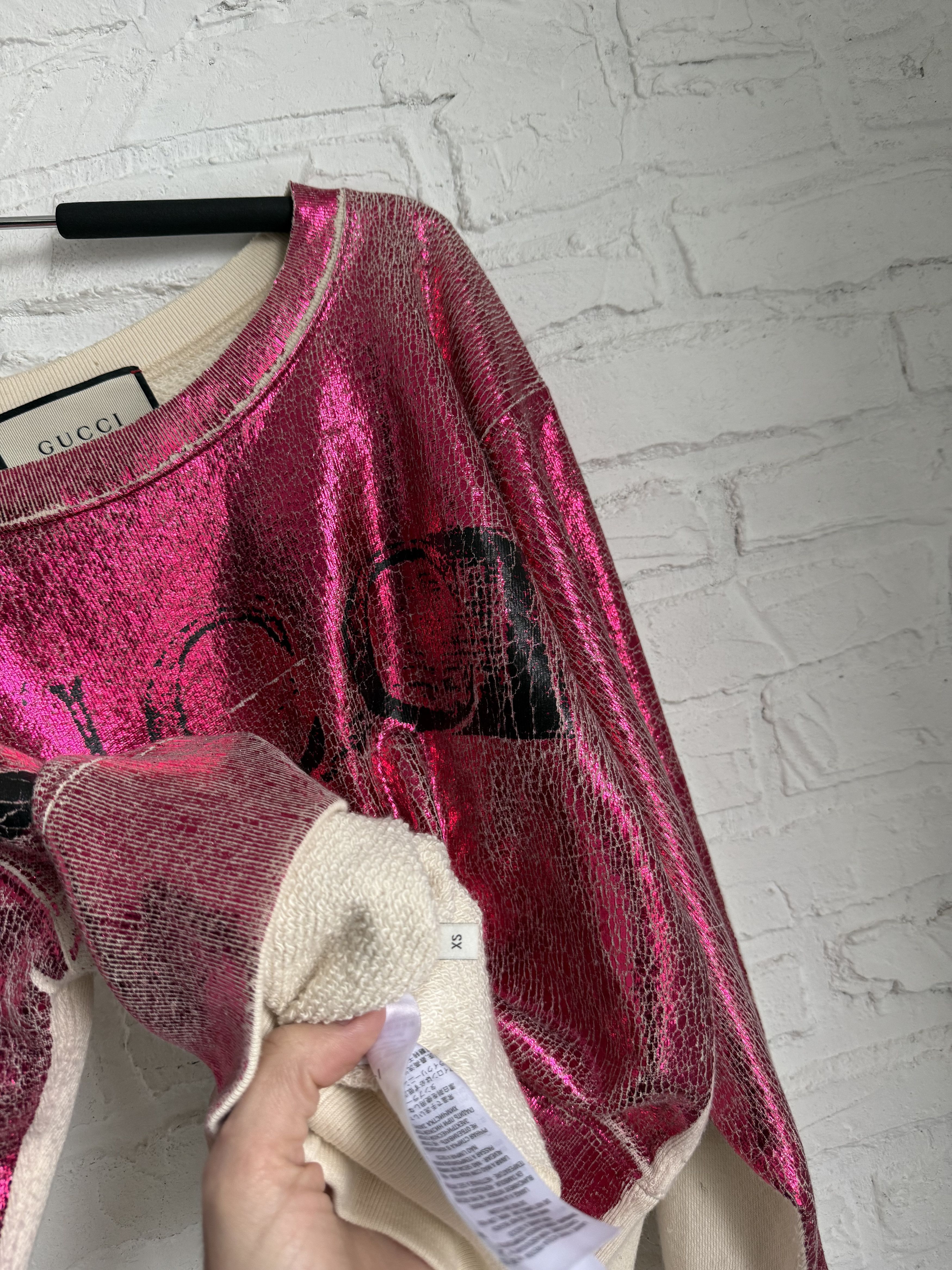 Gucci Gucci Blind For Love Metallic Pink Logo Sweatshirt Crewneck Size XS / US 0-2 / IT 36-38 - 8 Thumbnail