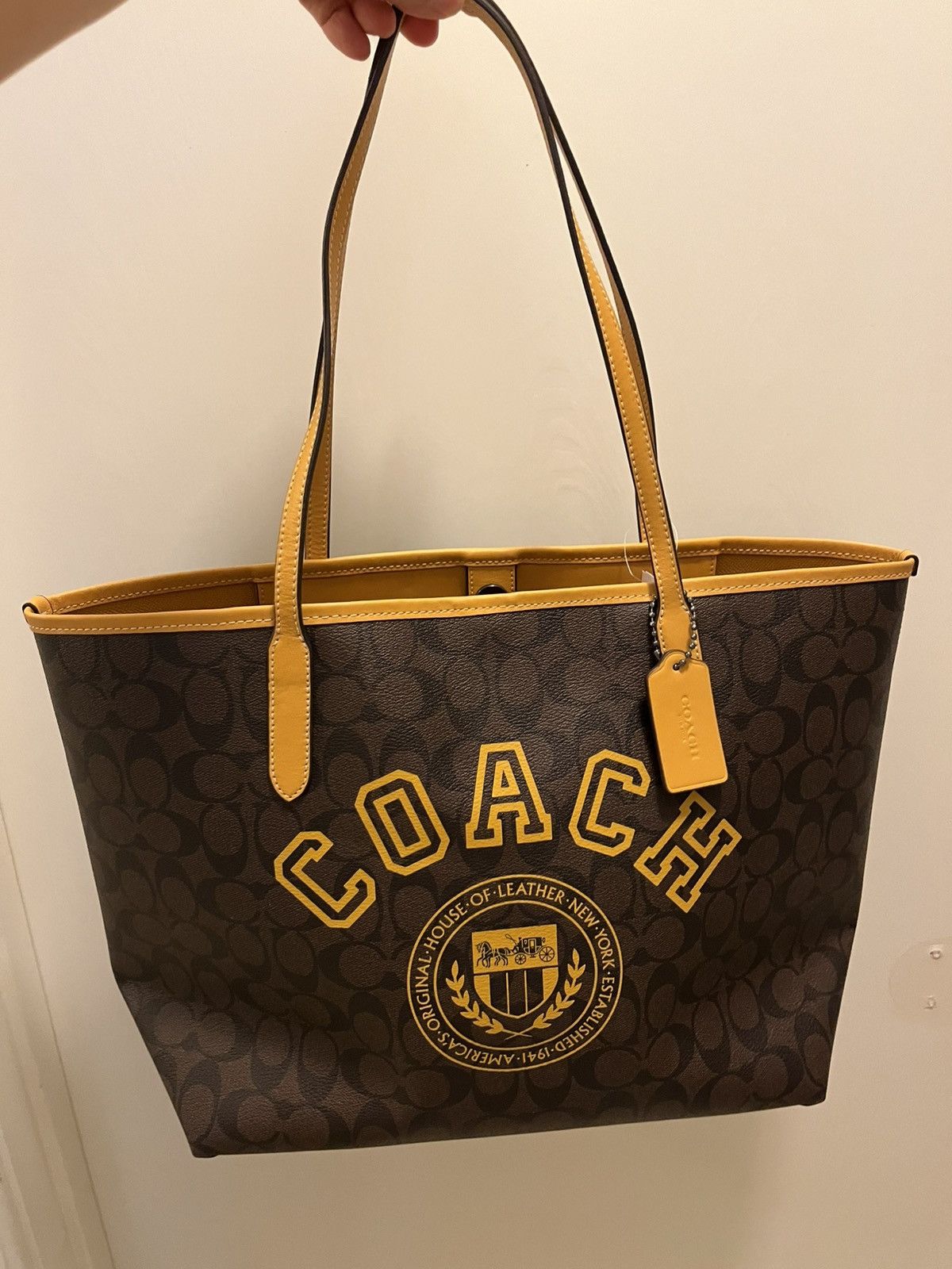 Coach Coach City Tote In Signature Canvas With Varsity Motif NWT Size ONE SIZE - 1 Thumbnail