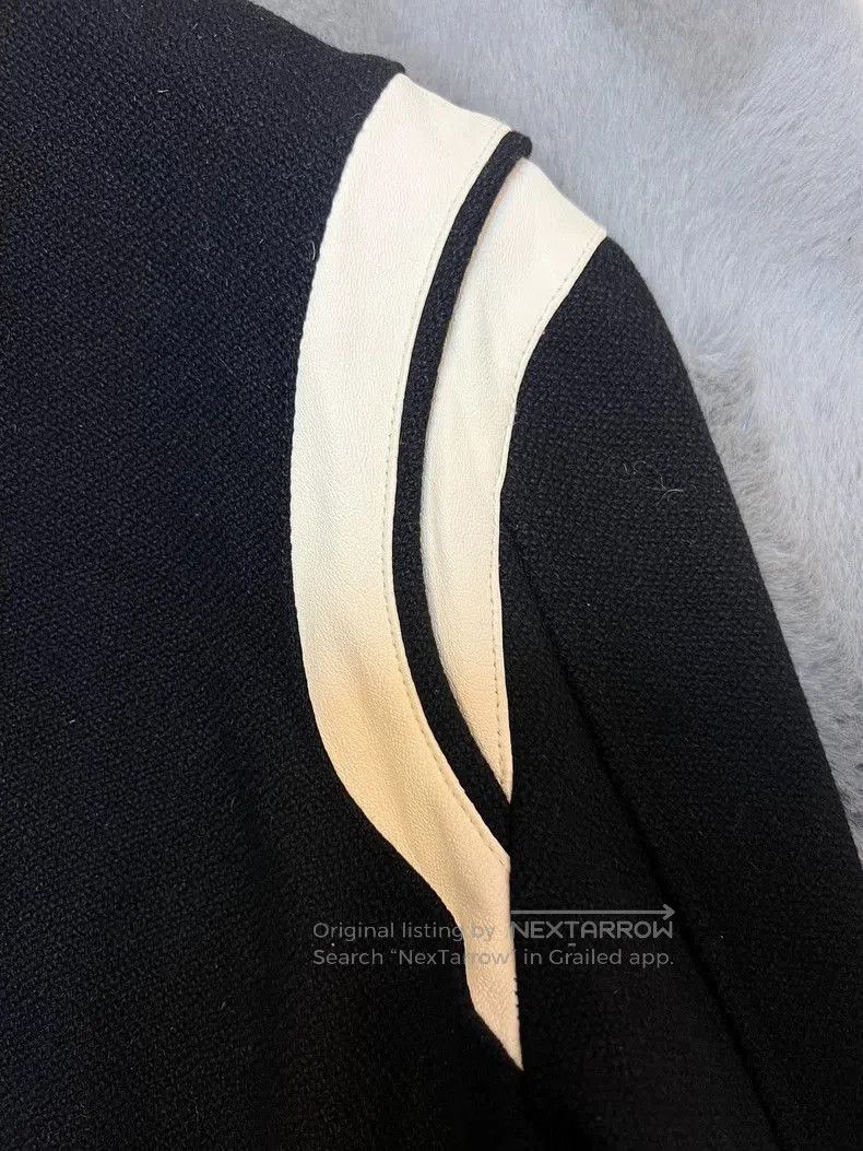 Hedi Slimane Saint Laurent Black and White Patchwork Leather Wool Baseba Size US M / EU 48-50 / 2 - 7 Thumbnail