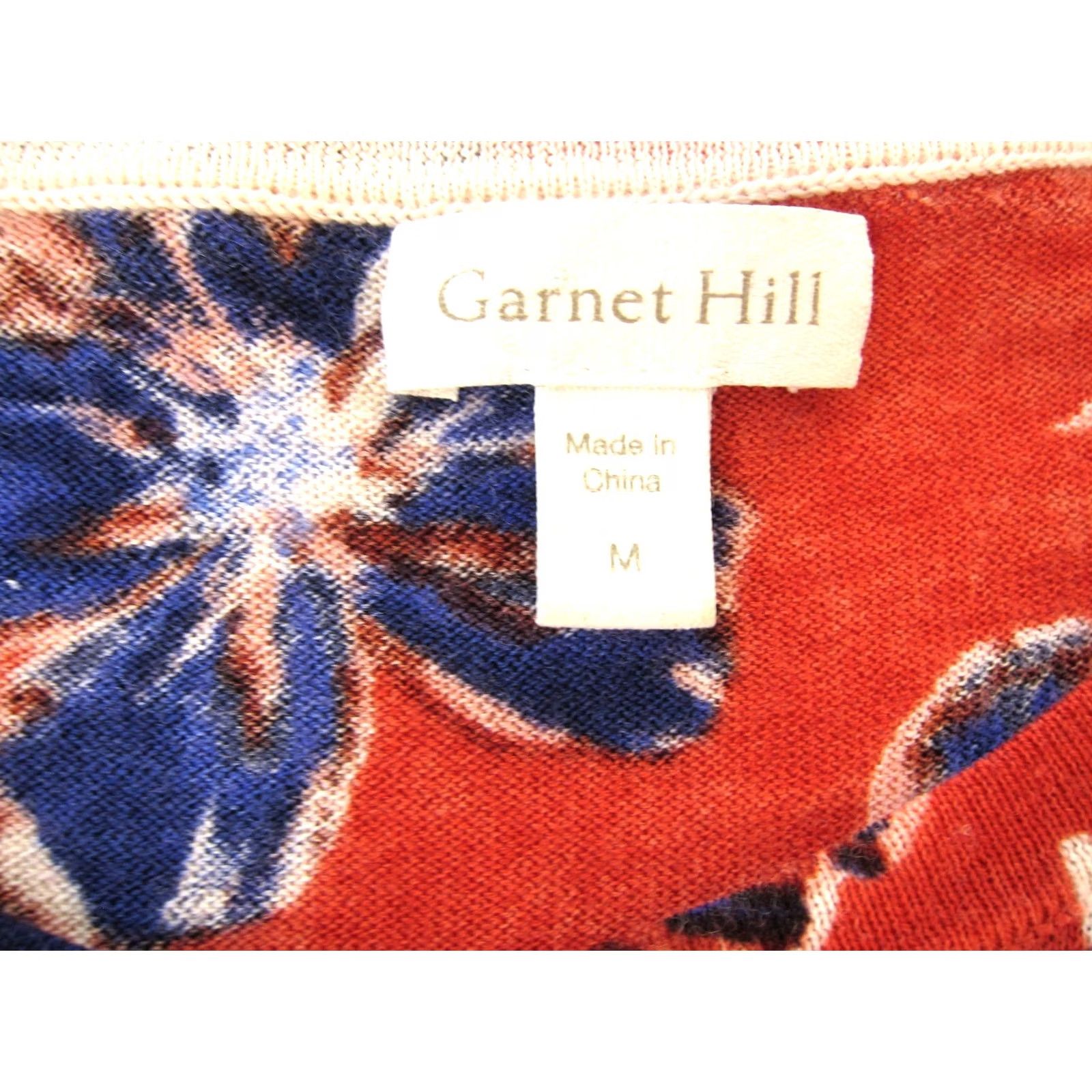 Vintage Garnet Hill Cardigan Knit Sweater S Floral 100% Merino Wool Orange Blue Ivory Women Size S / US 4 / IT 40 - 3 Thumbnail