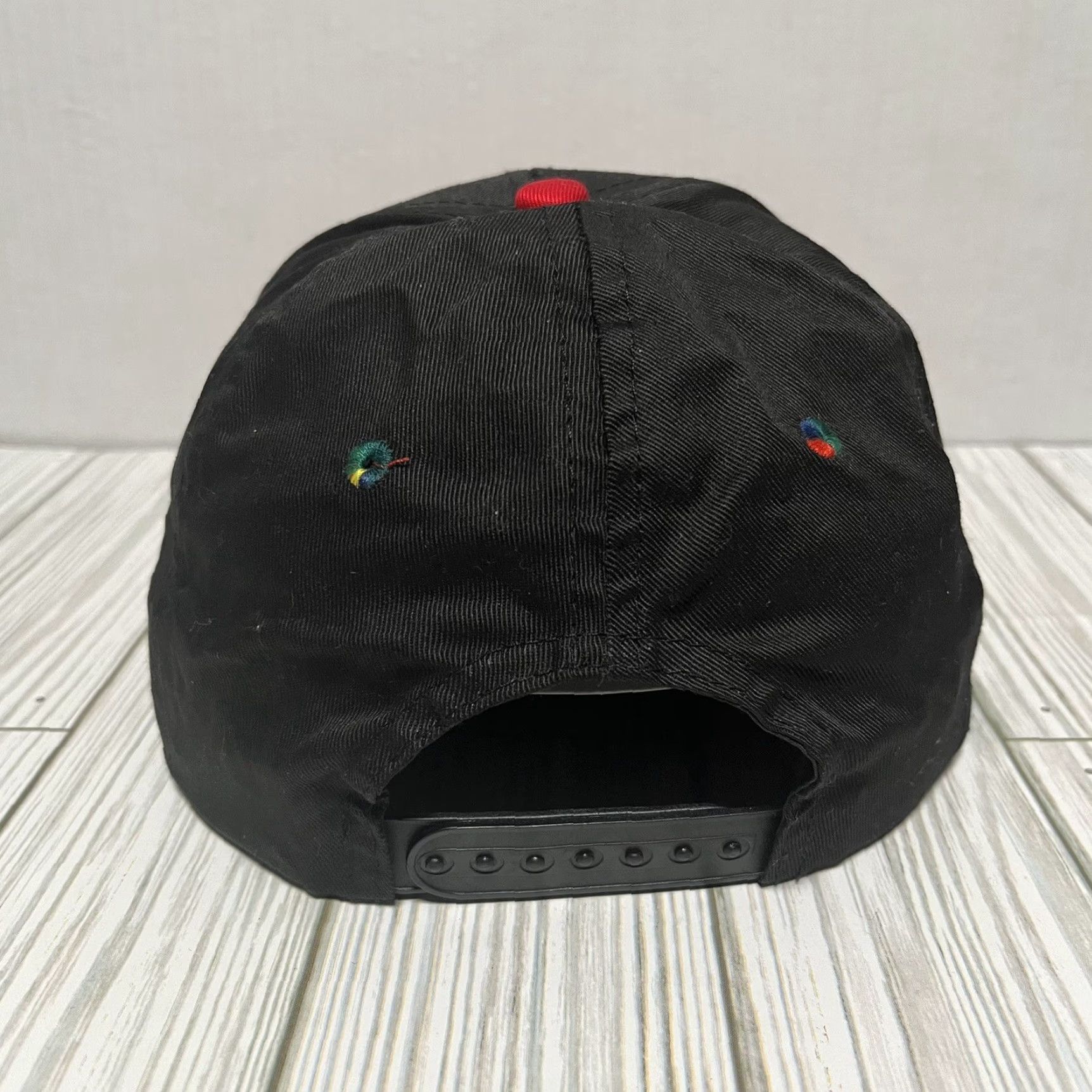 Disney VINTAGE Disney Hat Adult One Size Black I AM NEVER GROWING UP 90s Disney Snapback Mens Boys Size ONE SIZE - 5 Thumbnail