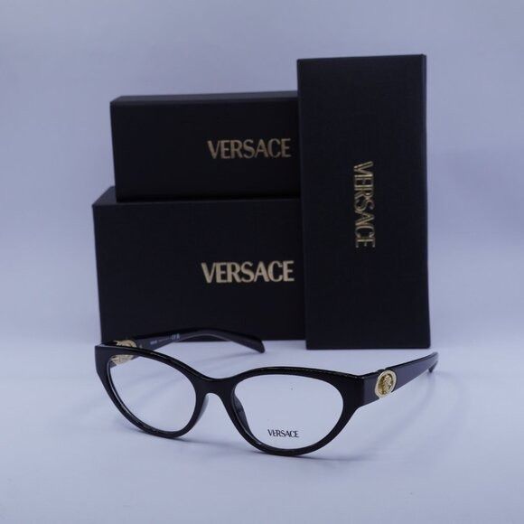 Versace Versace VE3372U GB1 Eyeglasses Shiny Black 54mm Cat Eye Size ONE SIZE - 1 Thumbnail