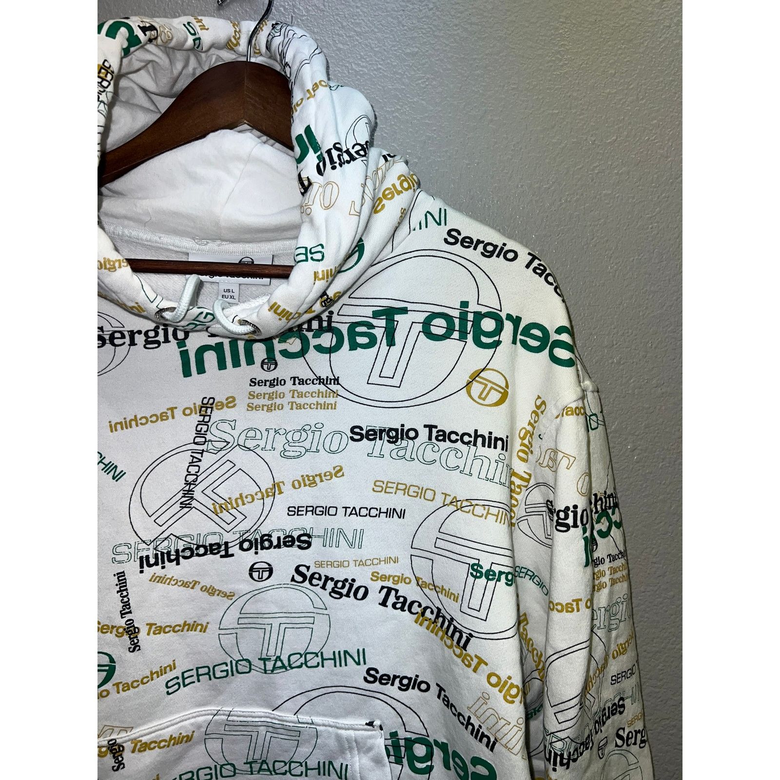 Vintage Womens Sergio Tacchini Hoodie Pullover Jacket AOP Logo Large Size L / US 10 / IT 46 - 3 Thumbnail