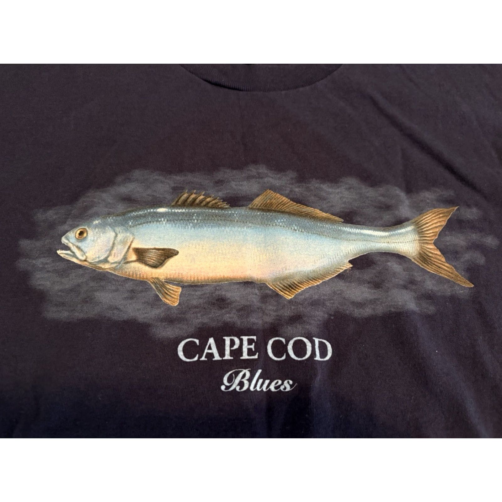 Fruit Of The Loom VINTAGE Cape Cod Blues Fishing Tee T-Shirt XL Made in USA Short Sleeve Crew Neck Cotton Fruit of the Loom Men 90s Fish Blue Size US XL / EU 56 / 4 - 2 Thumbnail