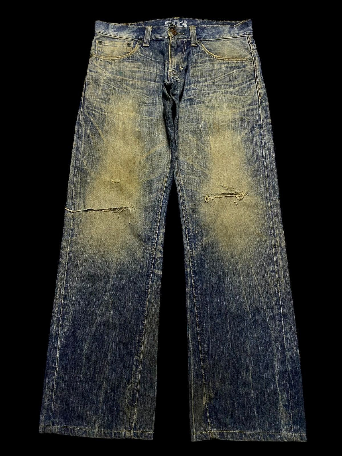 Edwin Vintage Edwin Blue Trip Grunge Distressed Loose Jeans Size US 33 - 1 Thumbnail