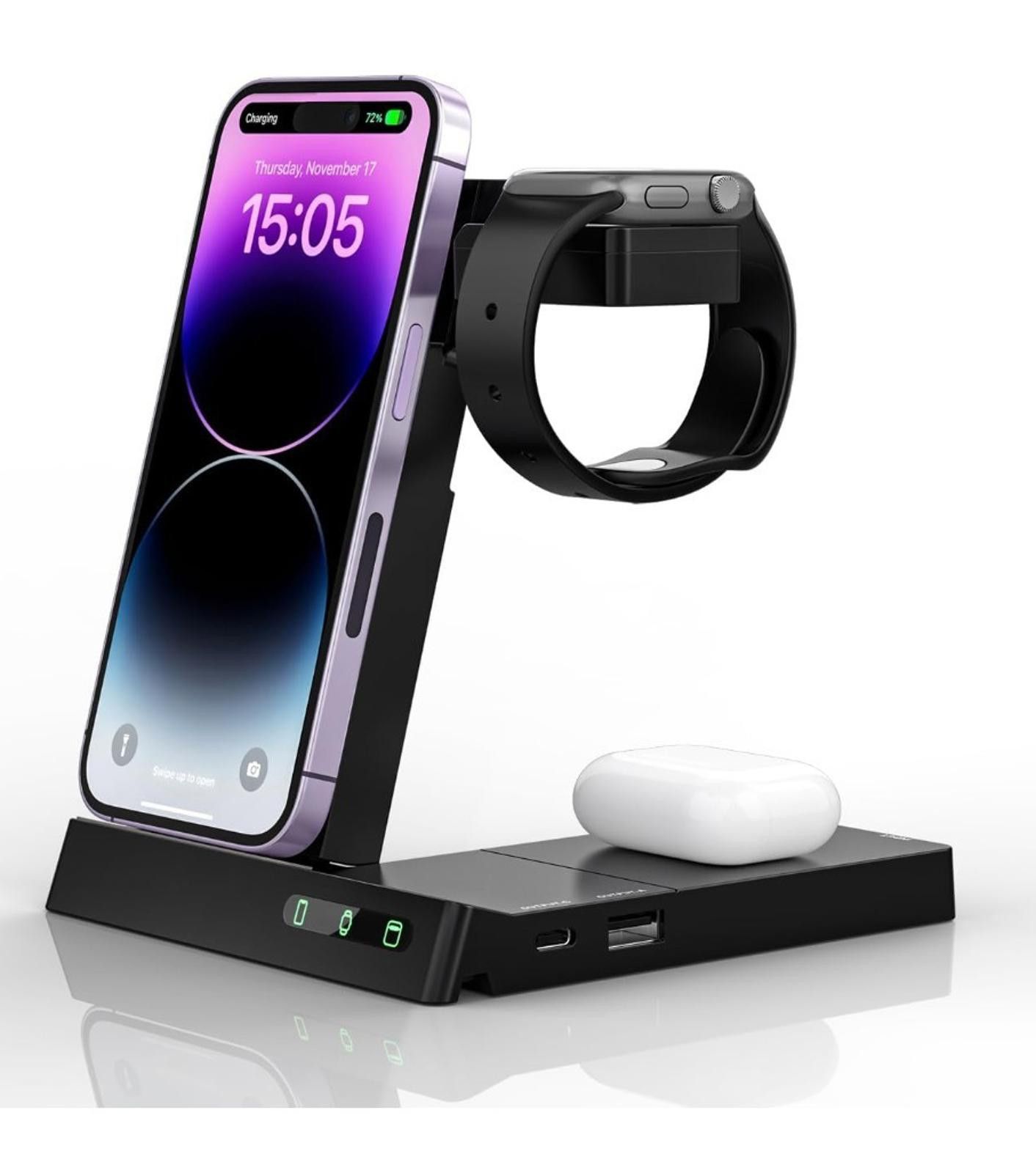 The Unbranded Brand Multi-Charging Dock Wireless Charger Station 6-in-1 Size ONE SIZE - 2 Thumbnail