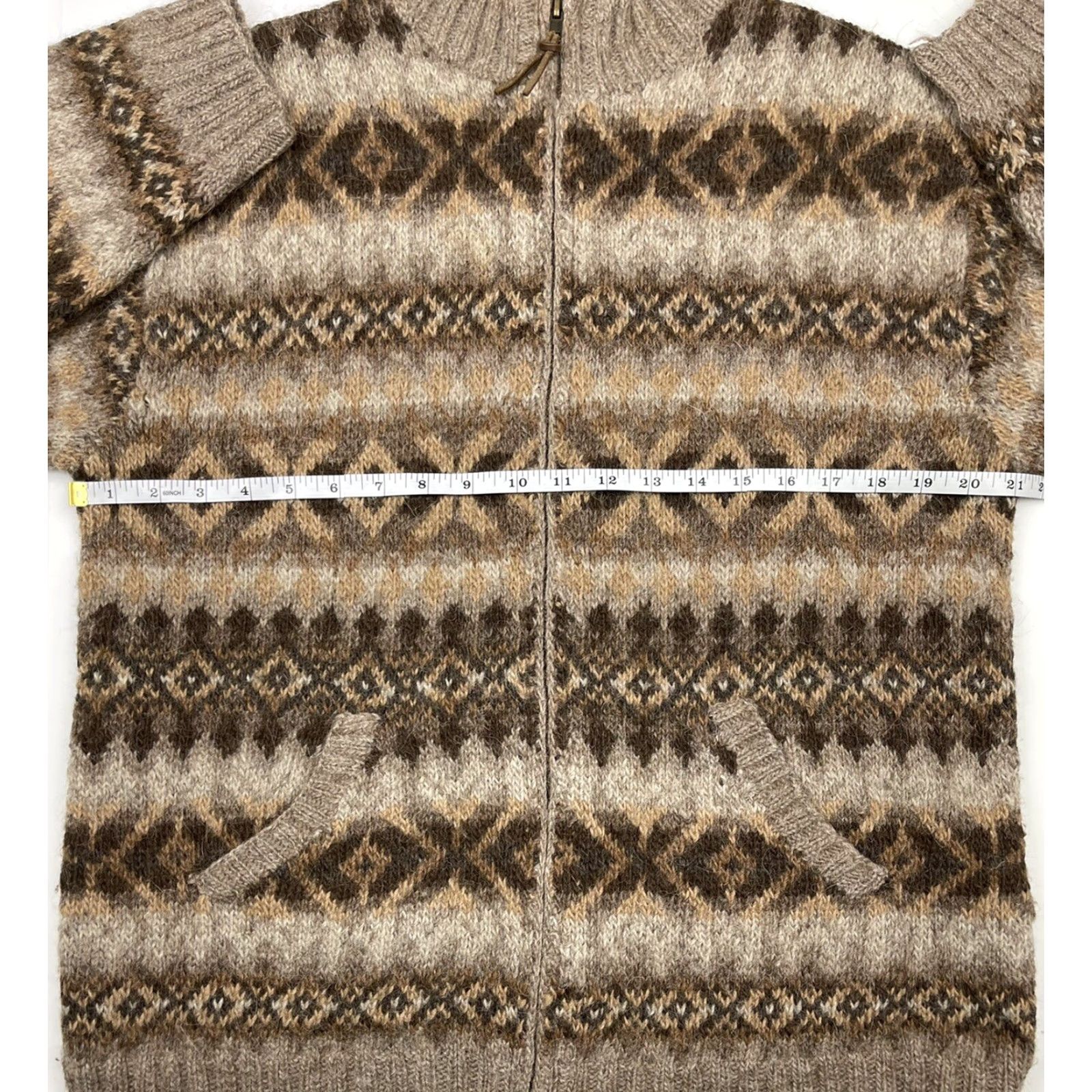 Ralph Lauren VINTAGE Ralph Lauren RL Women's Aztec Cardigan Sweater Zip Mock Neck Heavyweight M Brown Size M / US 6-8 / IT 42-44 - 5 Thumbnail