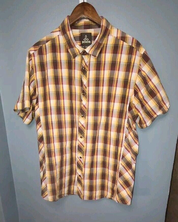 Prana Prana Shirt Men's Large Snap Button Up Plaid Short Sleeve Size US L / EU 52-54 / 3 - 1 Thumbnail