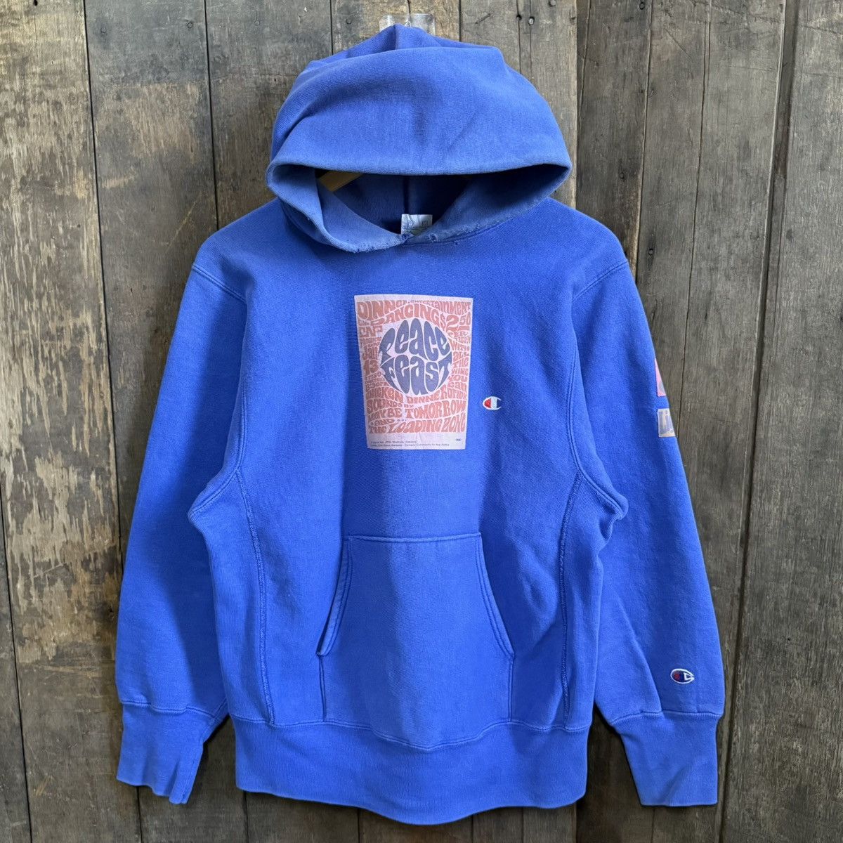 Champion Reverse Weave Groove Blue Hoodie 90s Champion Hoodie