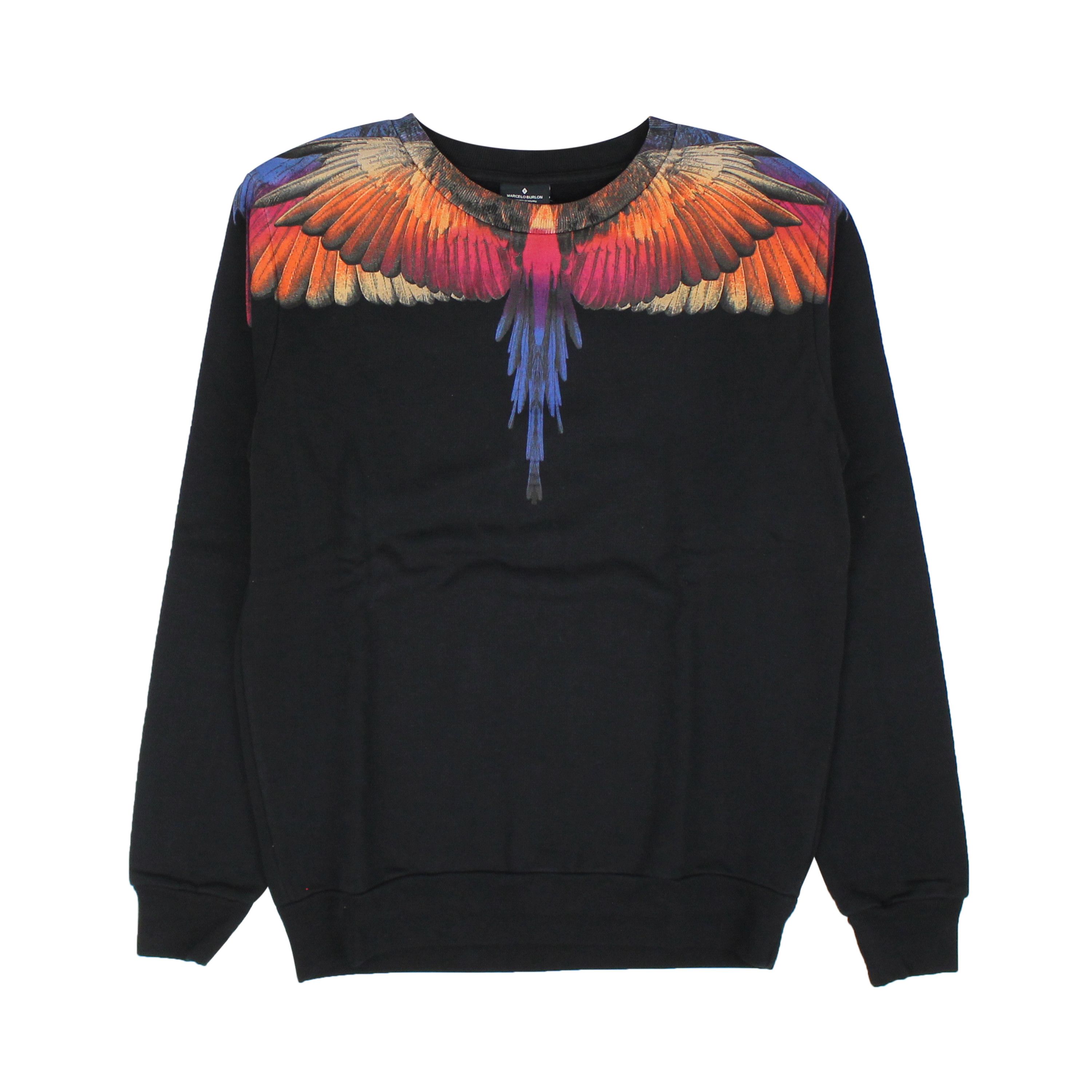 image of Marcelo Burlon Black Multi Wings Crewneck Size S, Women's