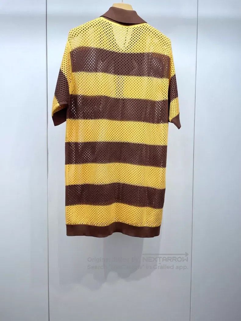 Miu Miu Miu Miu 40 Yellow-brown striped mesh long knitted Polo shir Size M / US 6-8 / IT 42-44 - 2 Thumbnail
